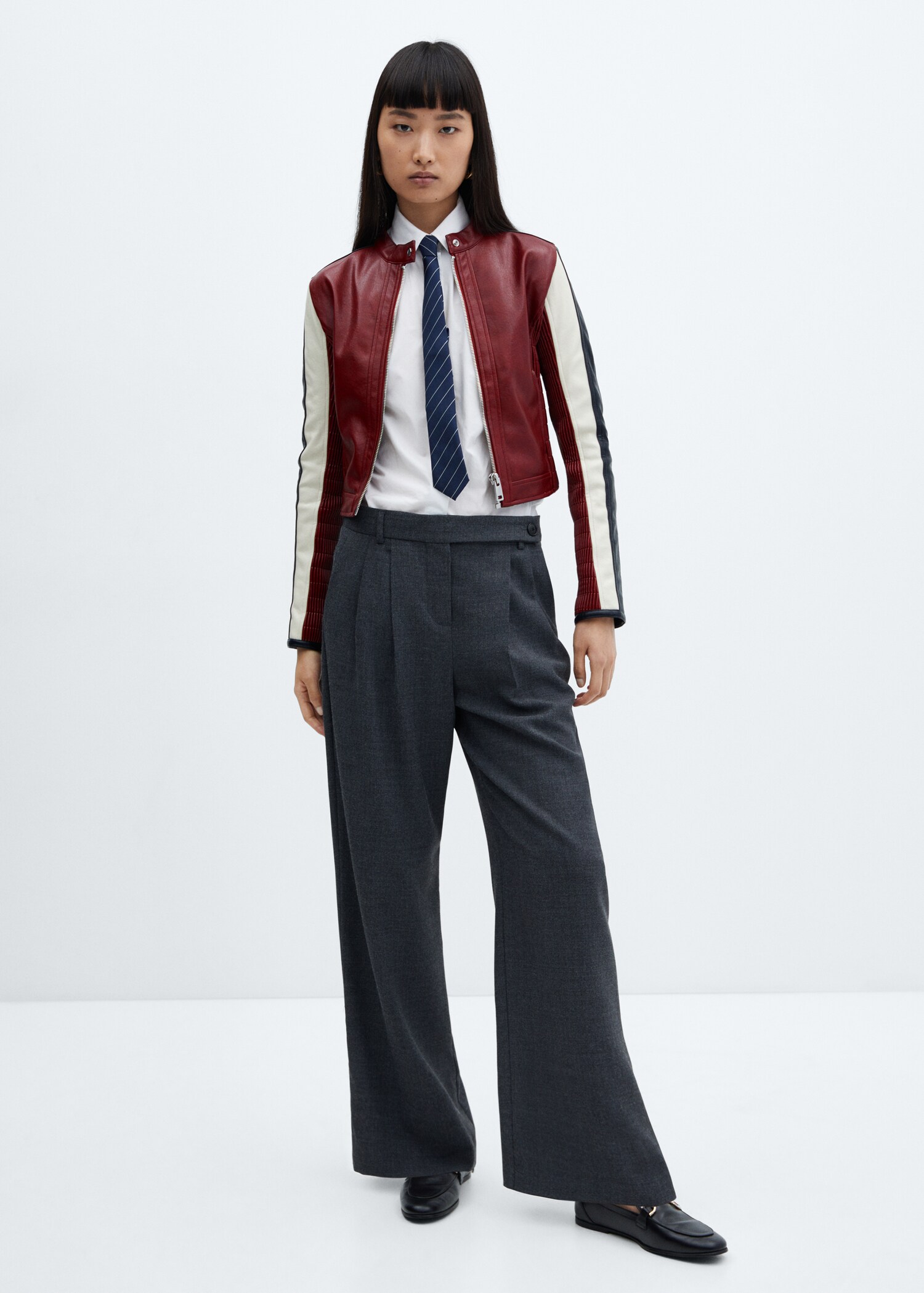 Leather-effect biker jacket - General plane