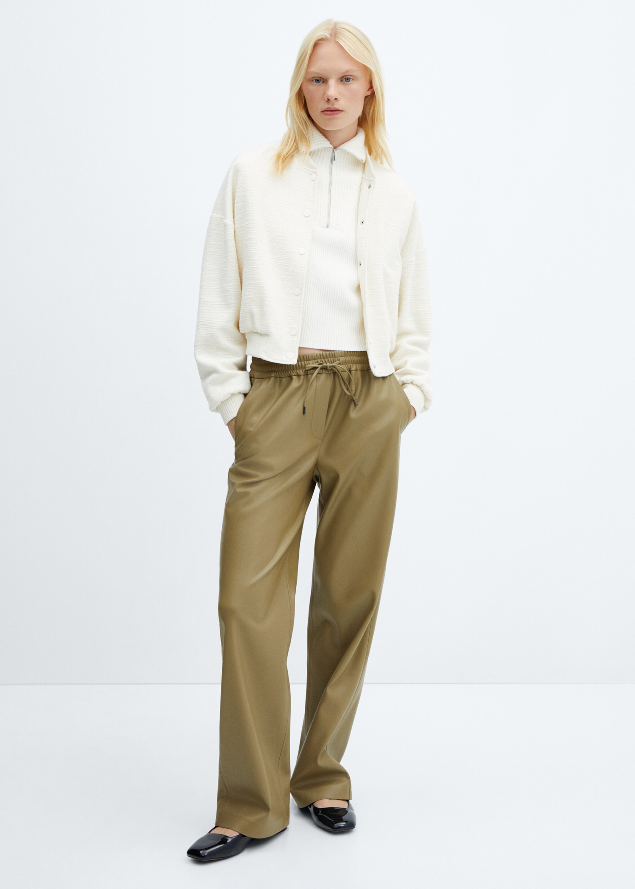 Leather-effect elastic waist trousers - General plane