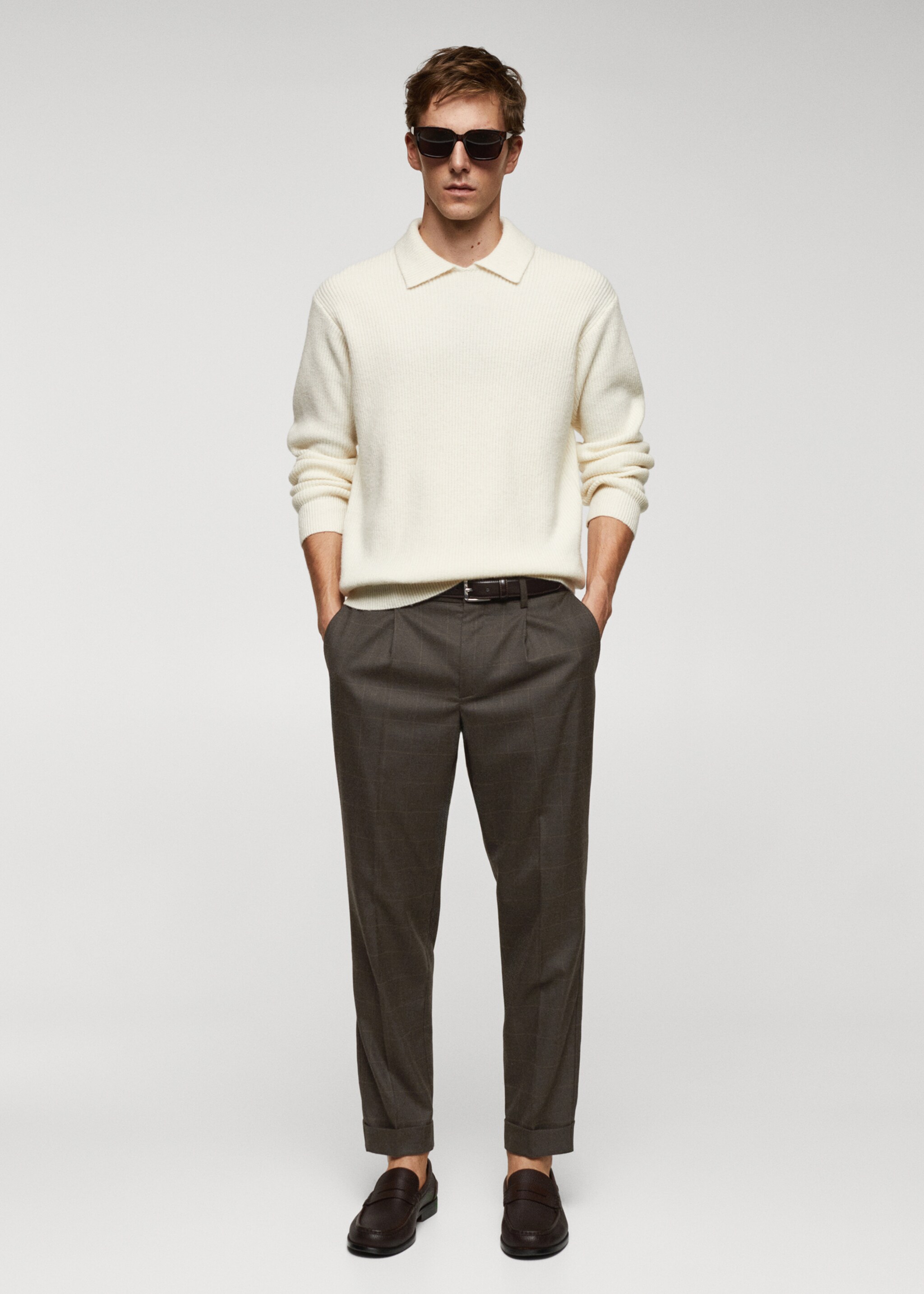 Slim-fit check-print trousers - General plane