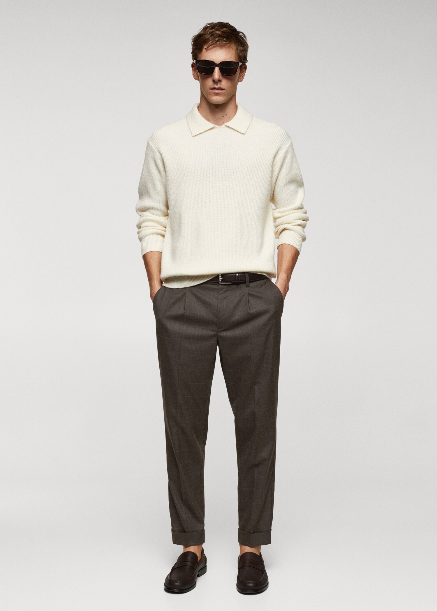 Karierte Slim Fit-Hose - Allgemeine Ansicht