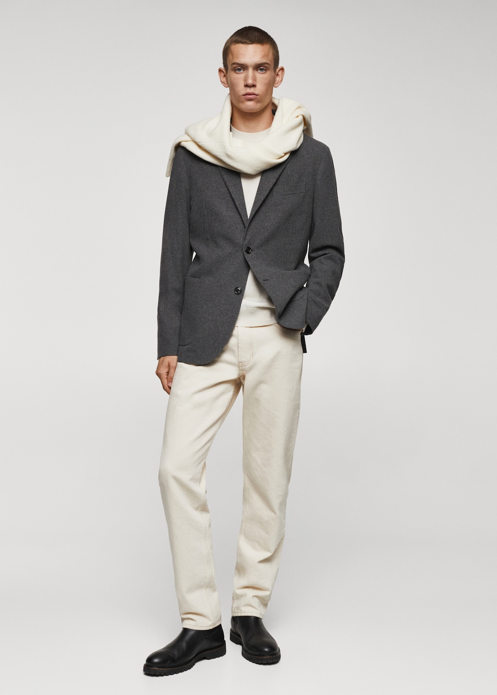 Slim fit flecked wool blazer
