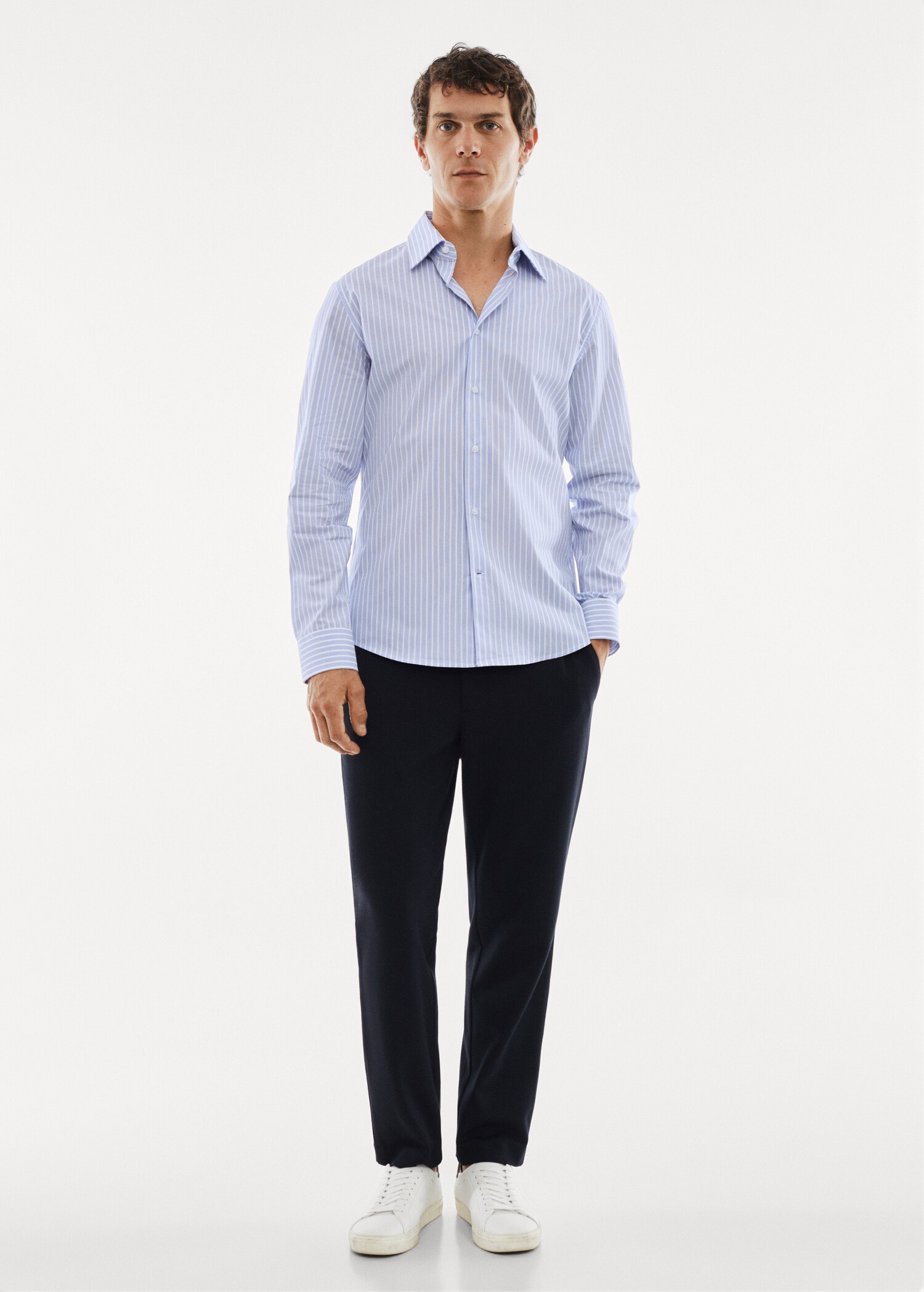 Camisa slim fit ratlles teixit strech - Pla general