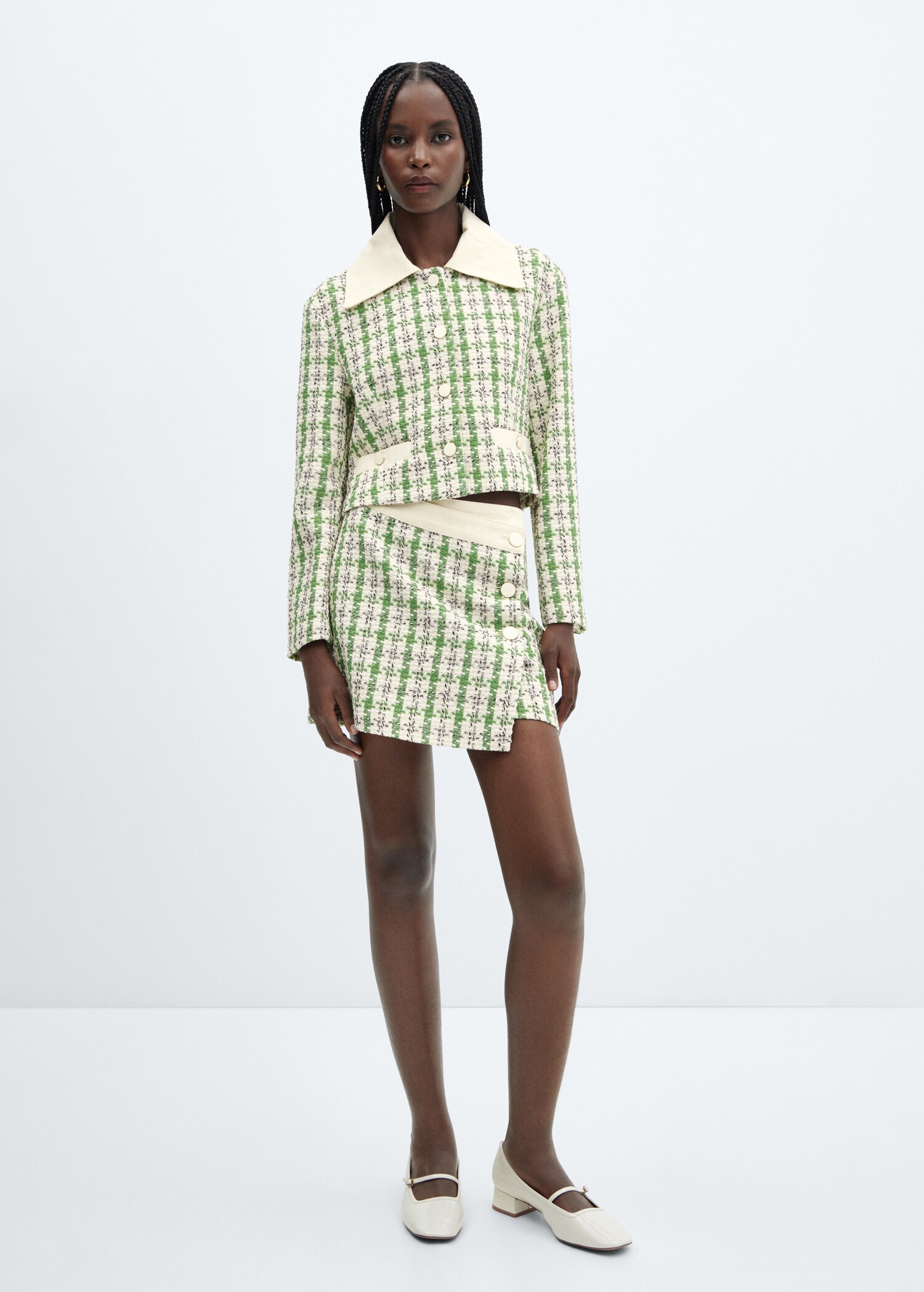 Tweed buttoned miniskirt - General plane