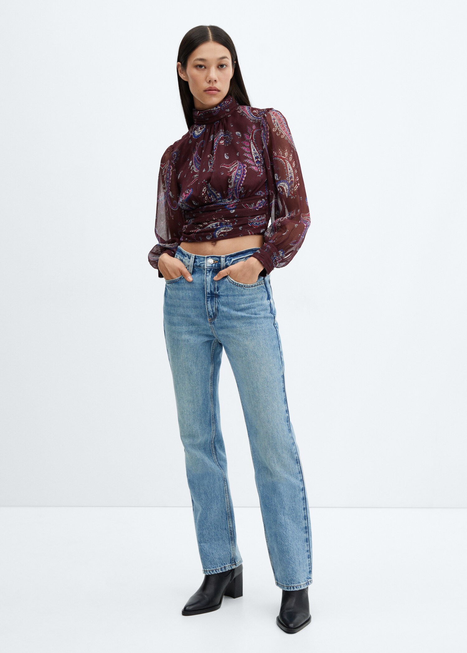 Blusa paisley manga abullonada - Plano general