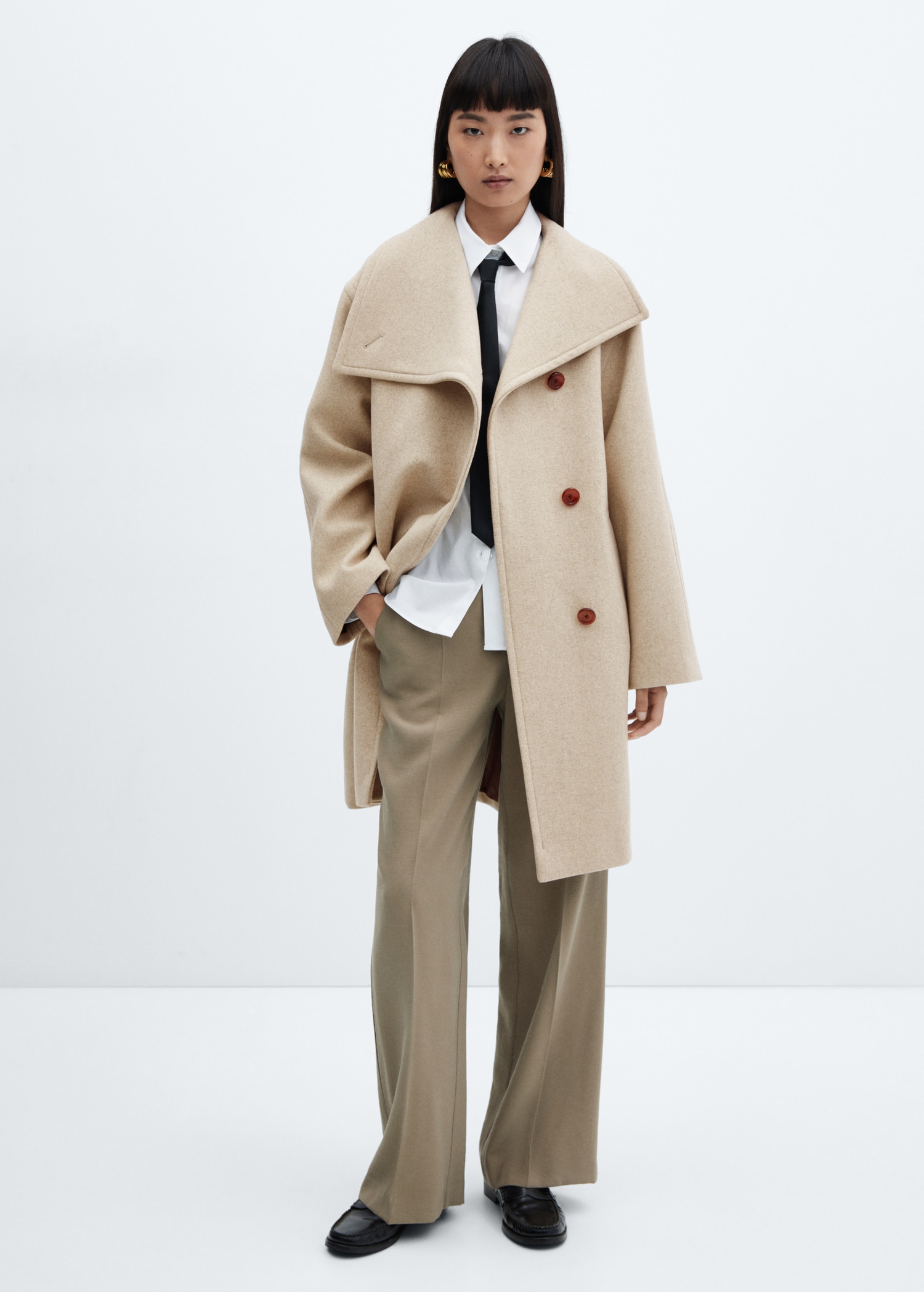 Abrigo midi maxi solapa Mujer MANGO OUTLET