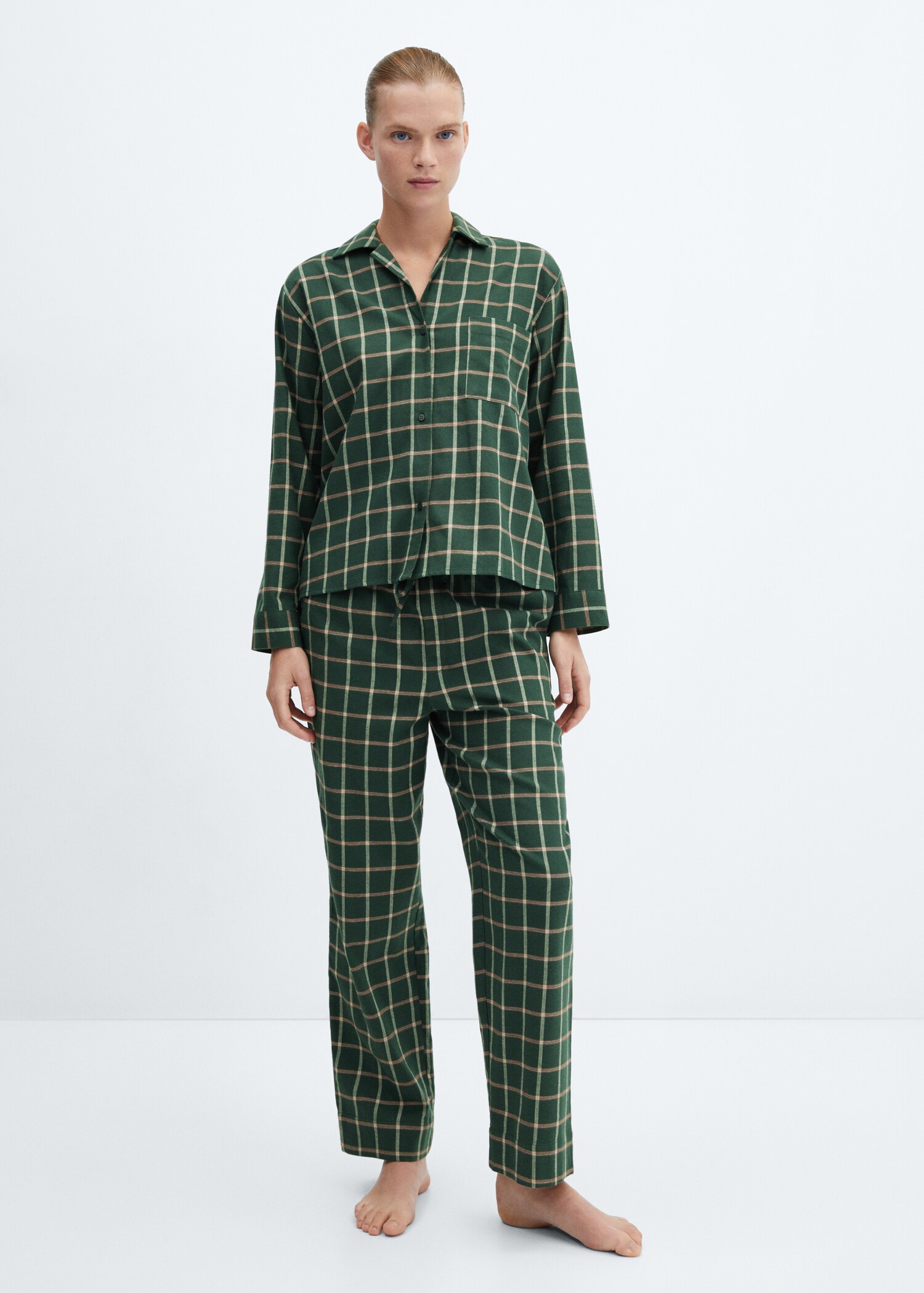 Camisa pijama quadres franel·la - Pla general