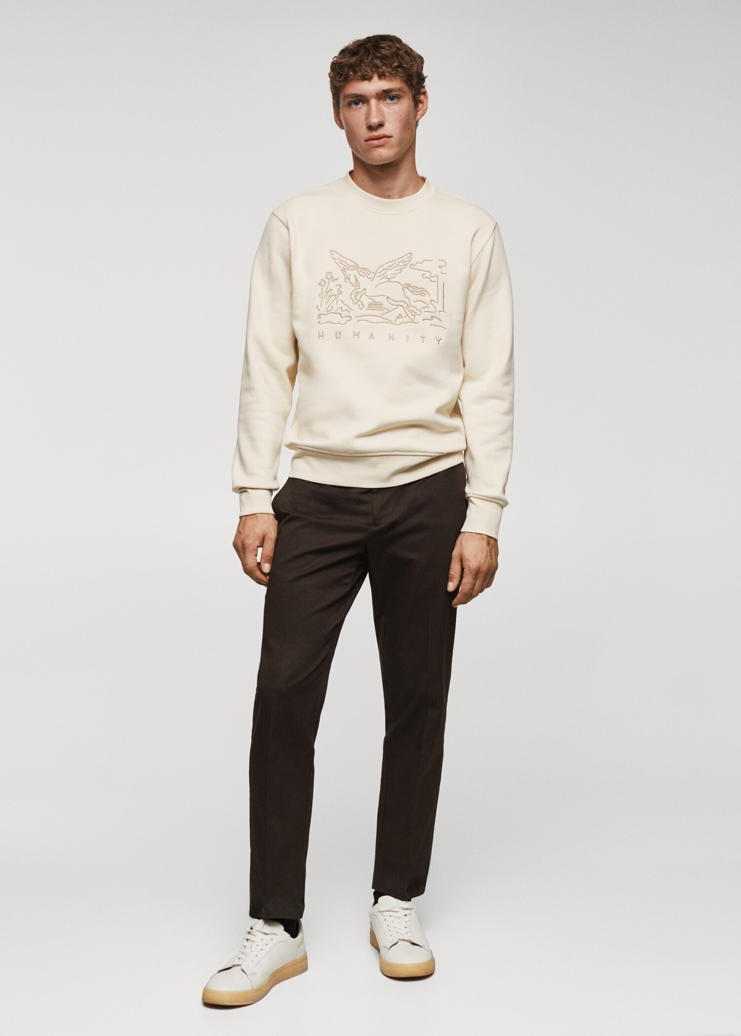 Sweat-shirt coton détails brodés - Plan général