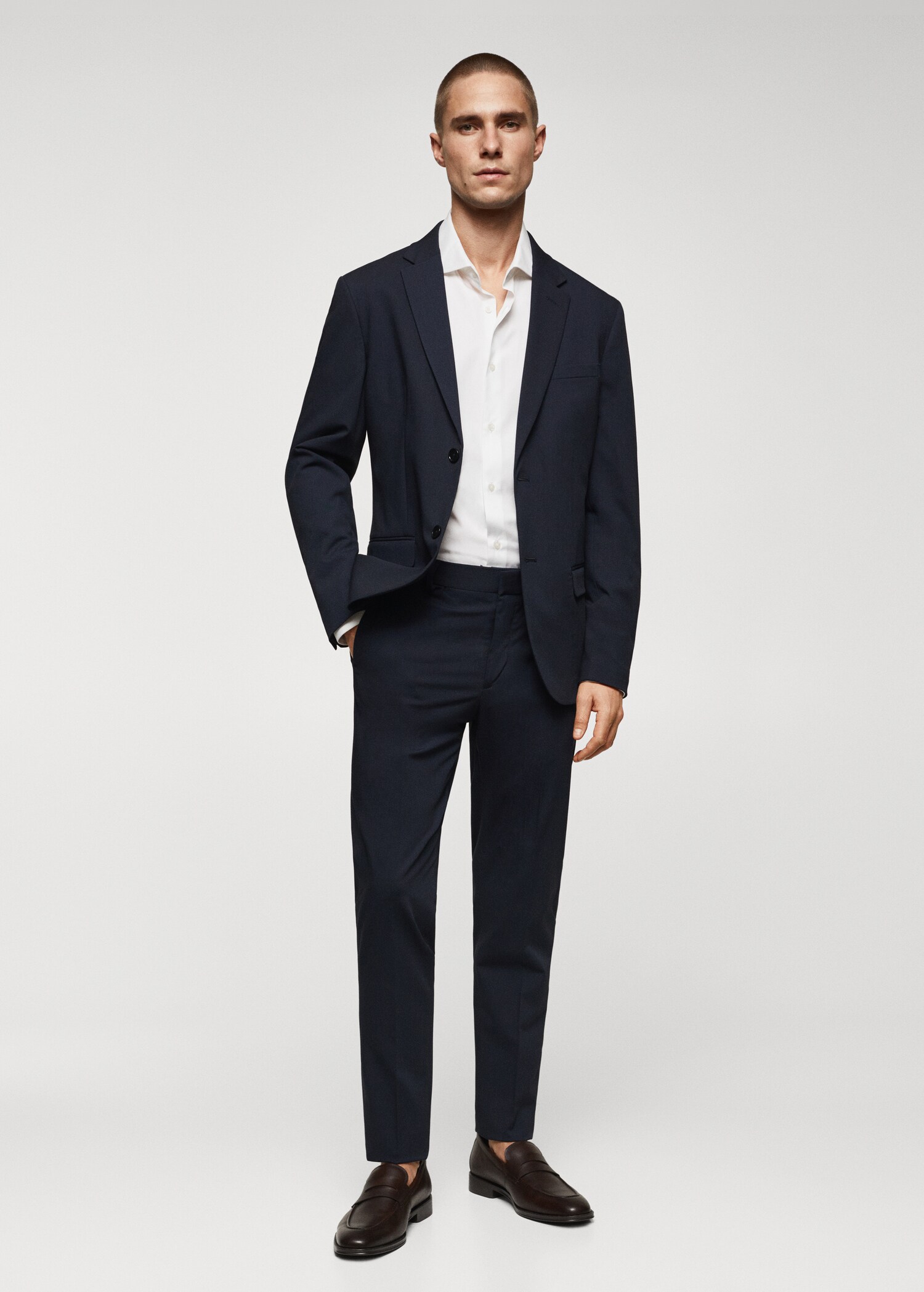 Slim Fit-Oberhemd aus Baumwoll-Popeline - Allgemeine Ansicht