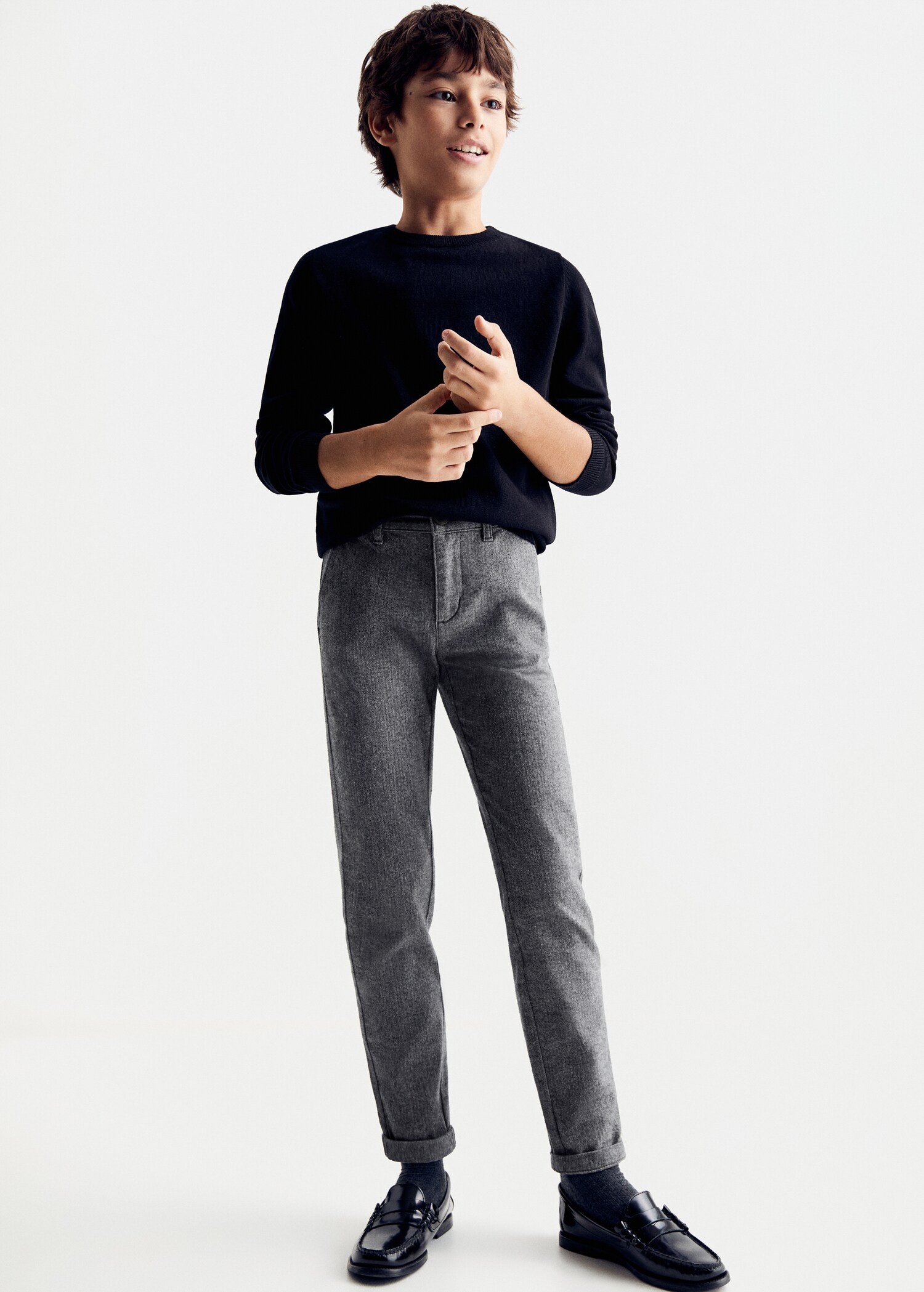 Herringbone straight trousers - General plane