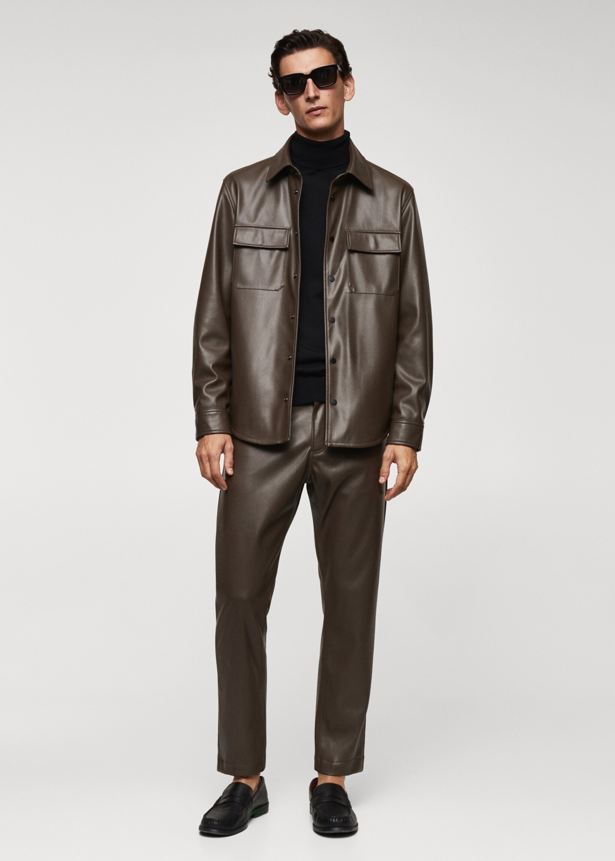 Leather-effect slim-fit trousers - General plane