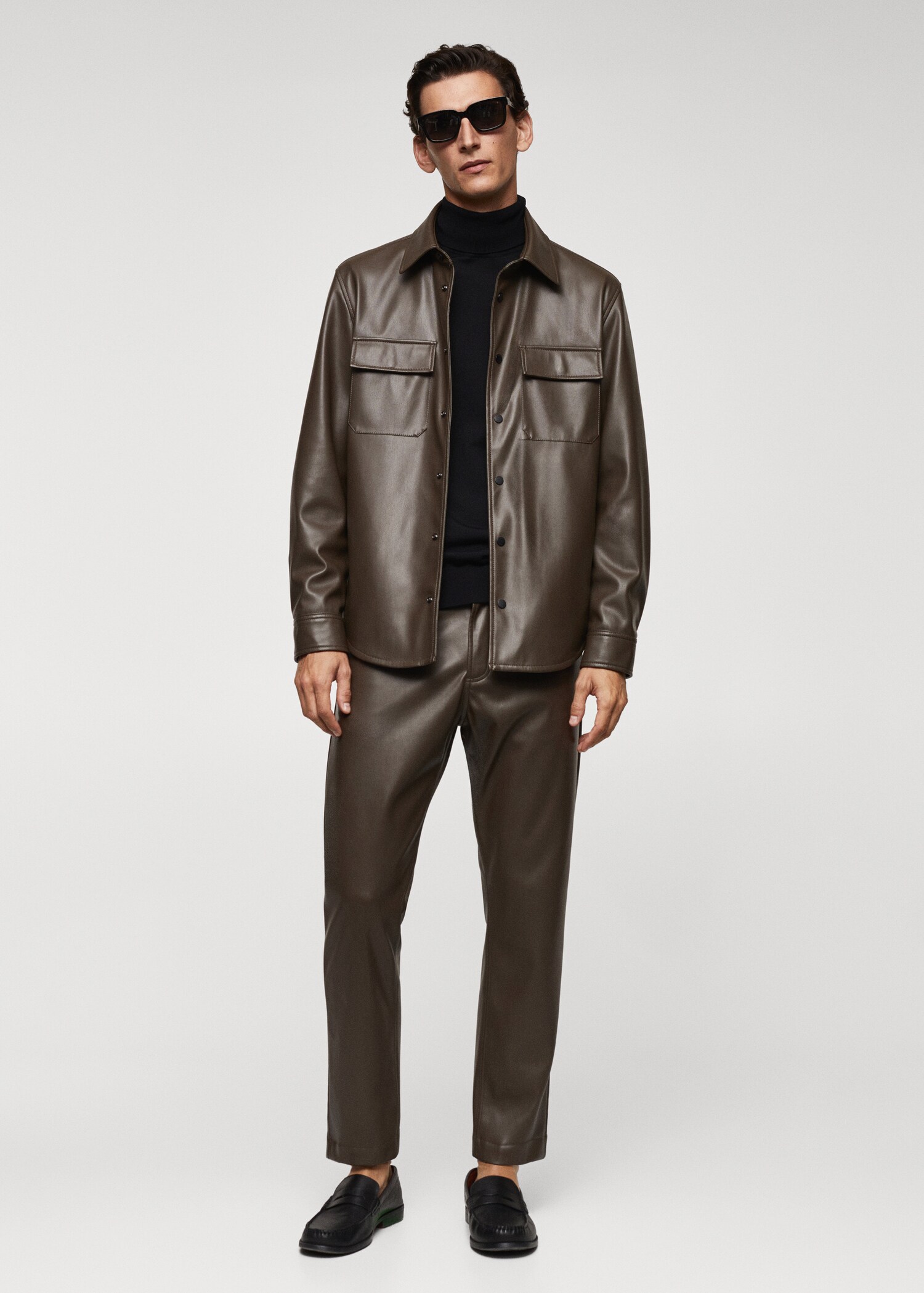 Leather-effect slim-fit trousers - General plane