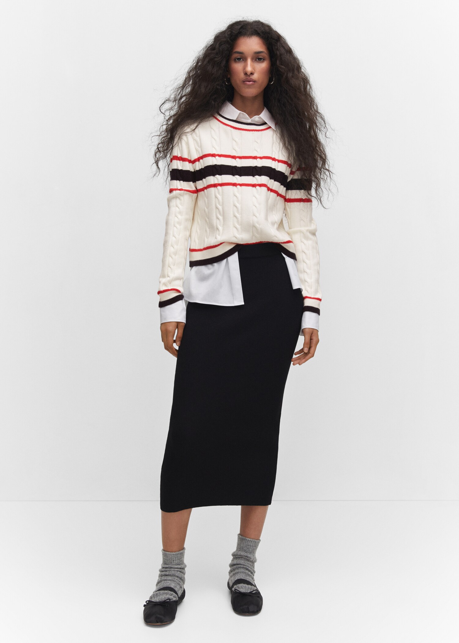 Braided sweater with stripe detail - General plane