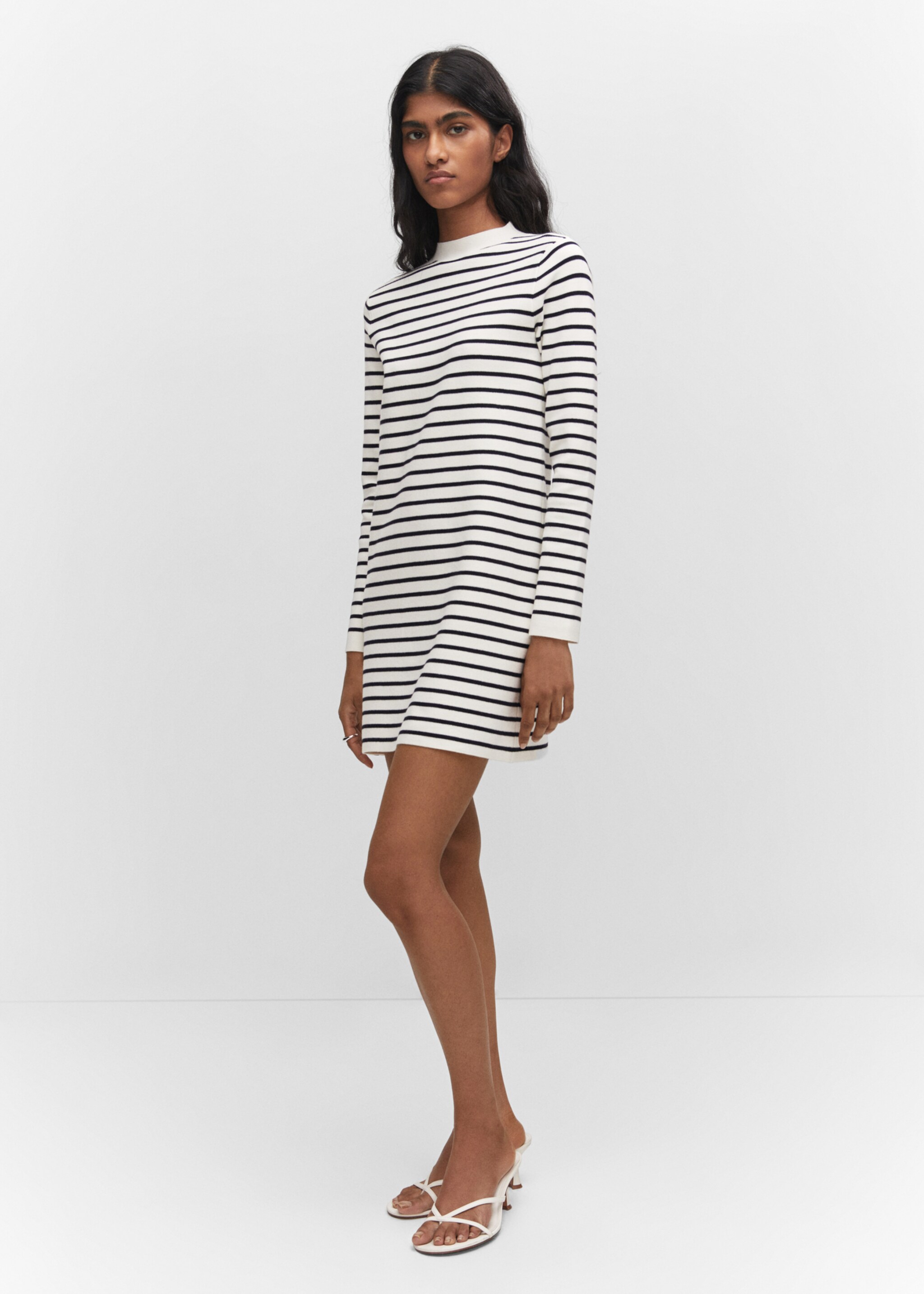 Striped sweater dress - General plane, Ecru. Ref: 57083796-00.