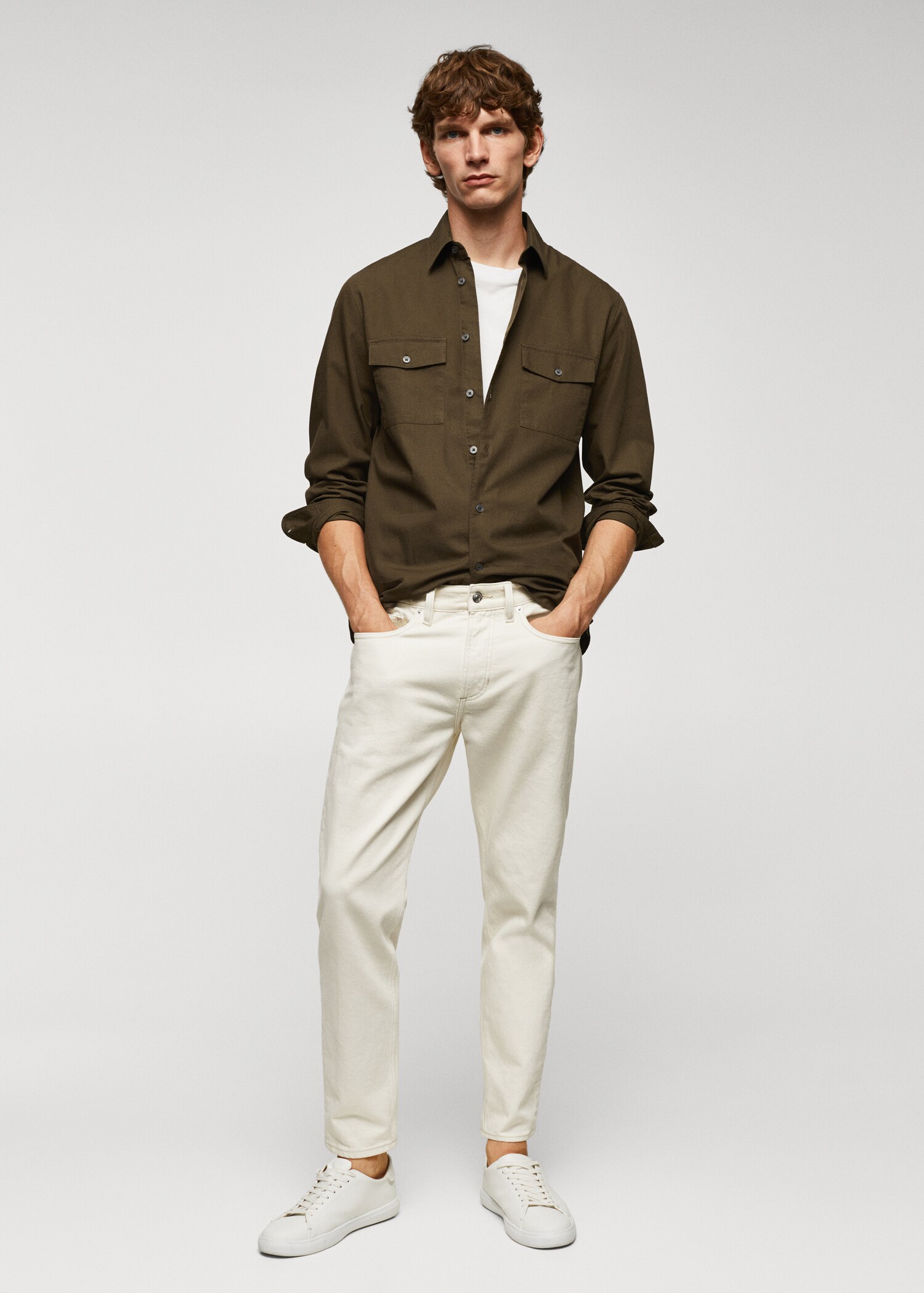 Pocketed cotton overshirt - General plane