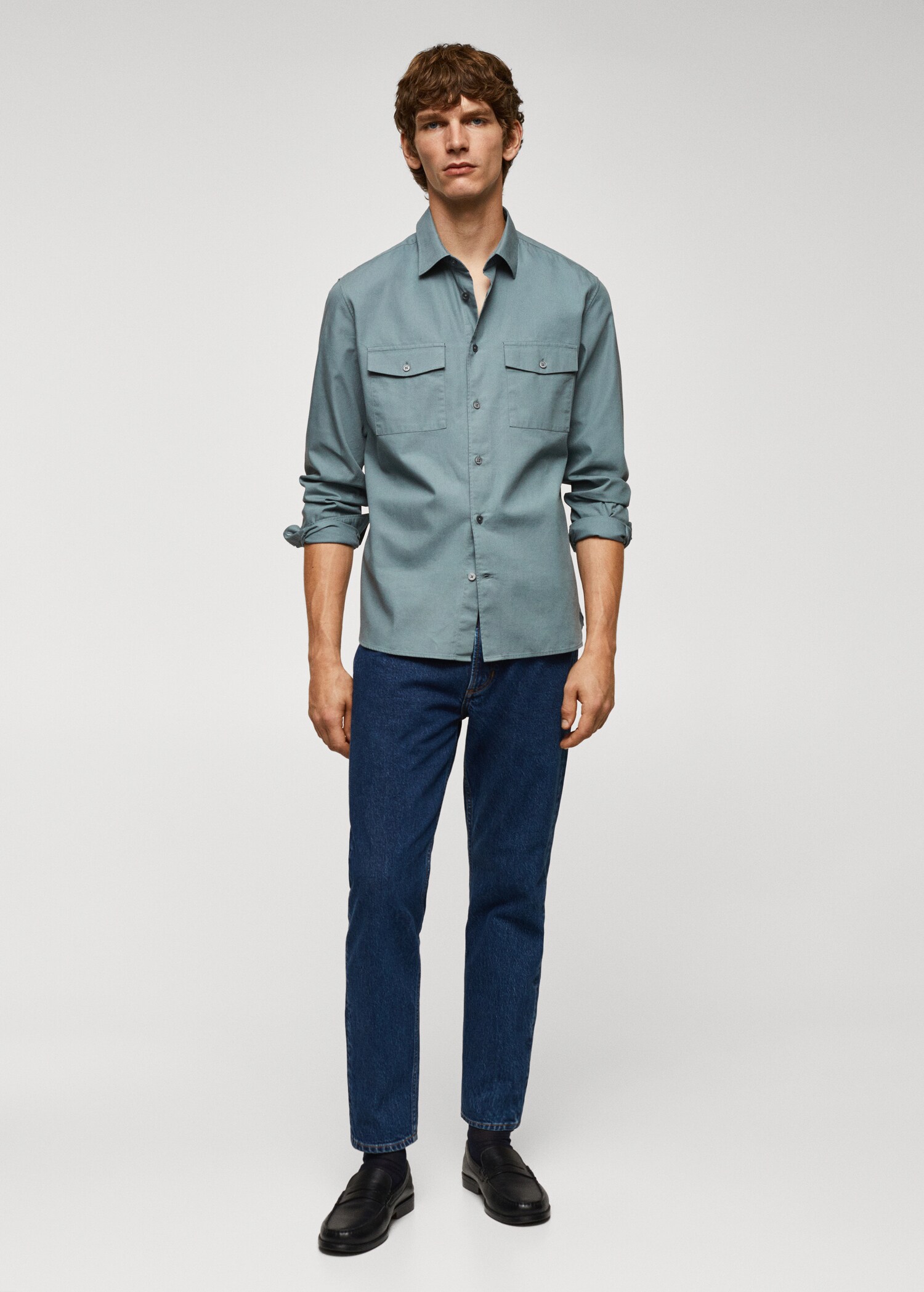 Pocketed cotton overshirt - General plane