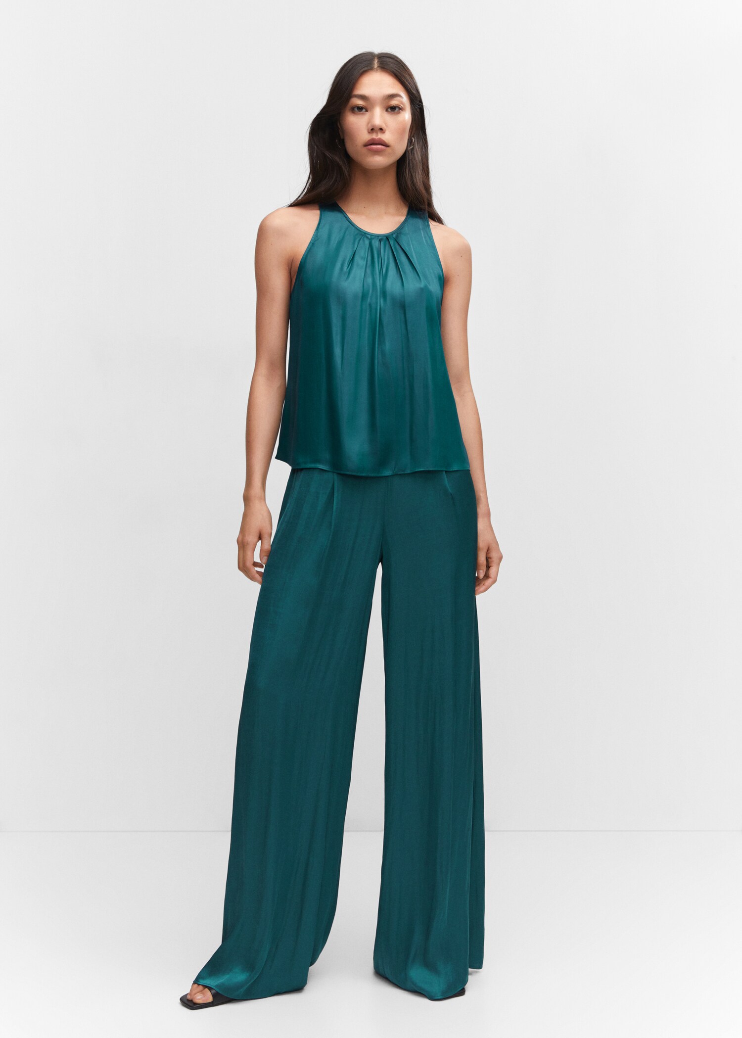 Satin wideleg pants - General plane
