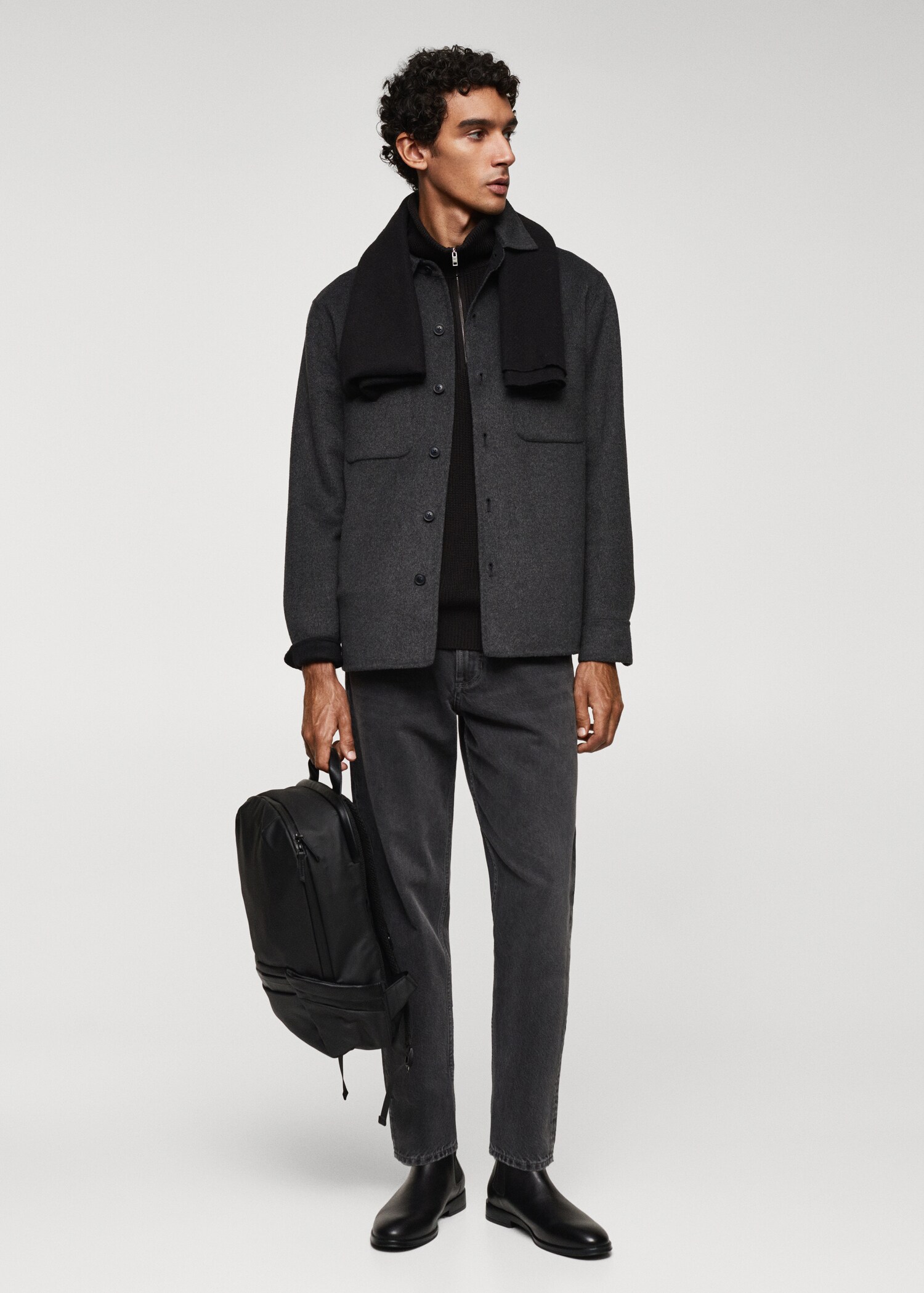 Backpack with leather-effect details - General plane