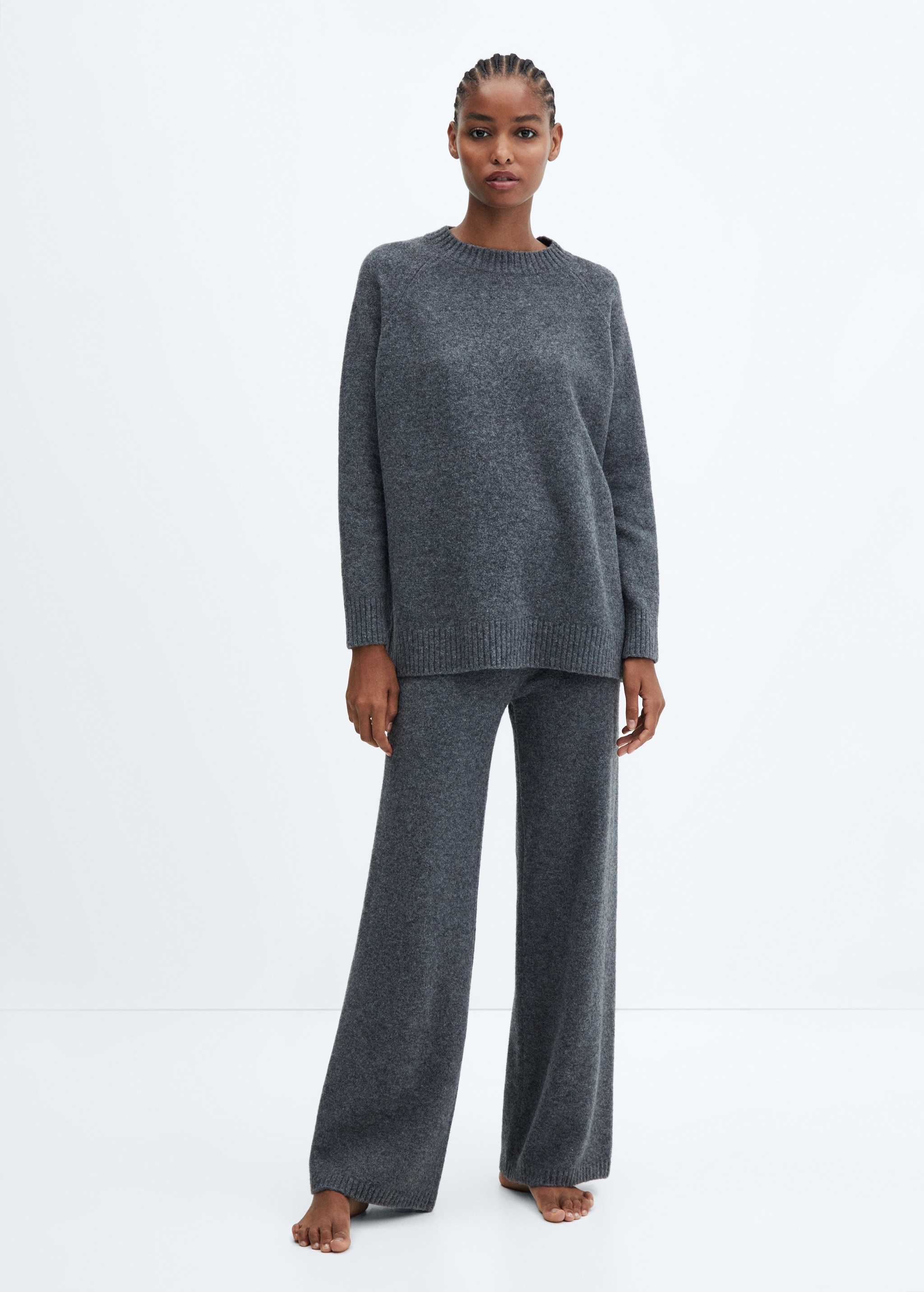 Cotton-linen knitted trousers  - General plane