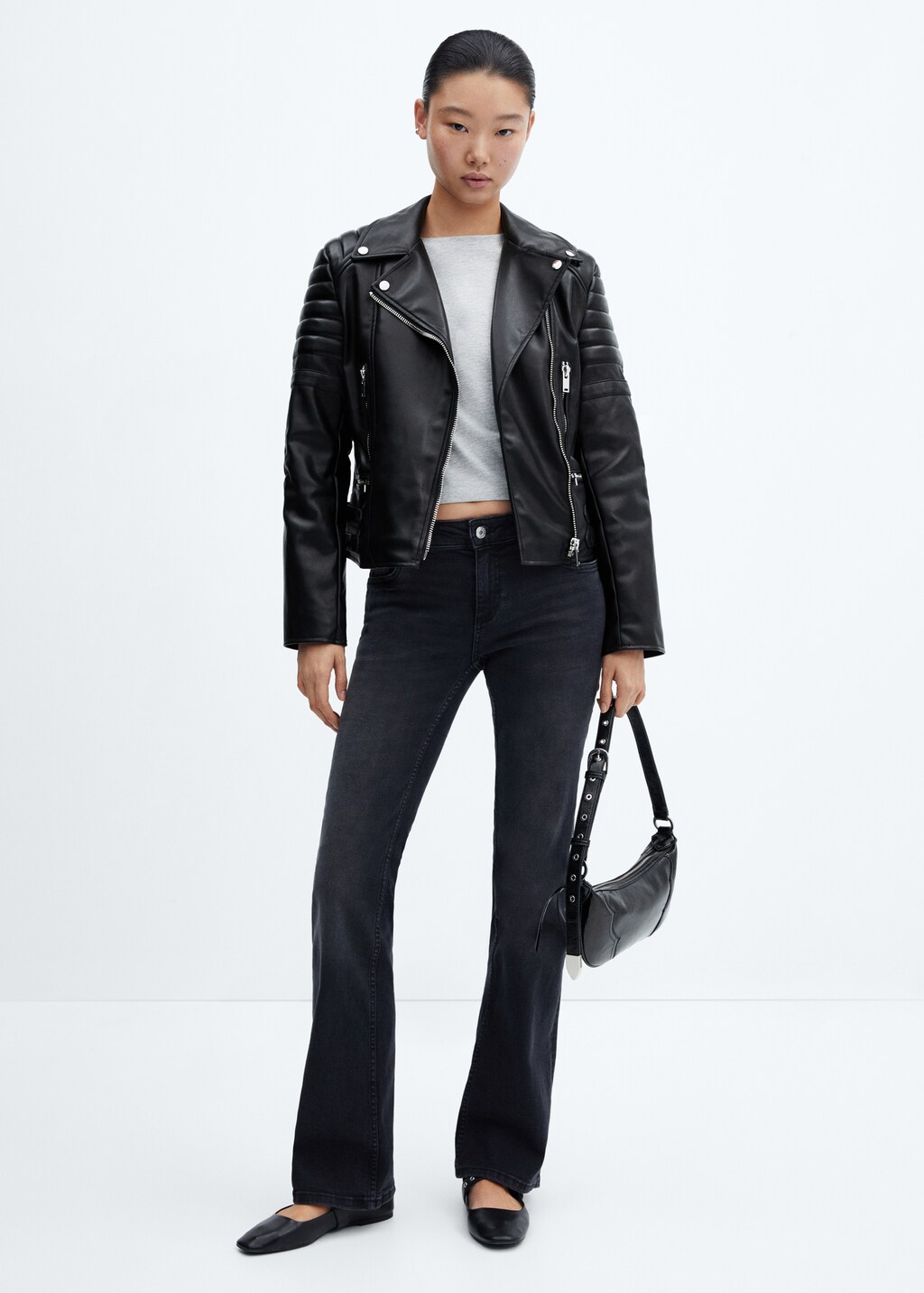 Leather-effect biker jacket - Women | MANGO OUTLET USA