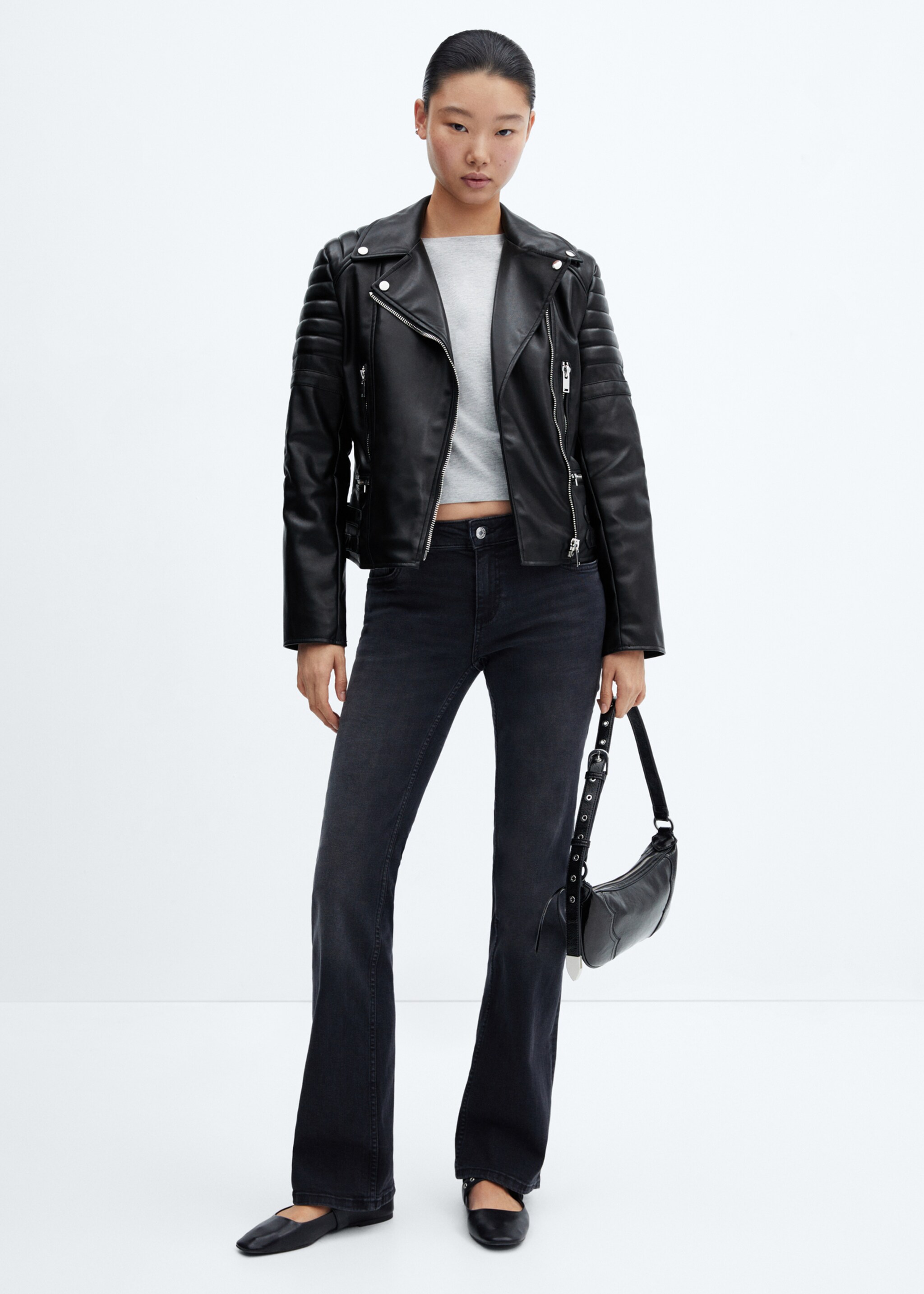 Leather-effect biker jacket - General plane