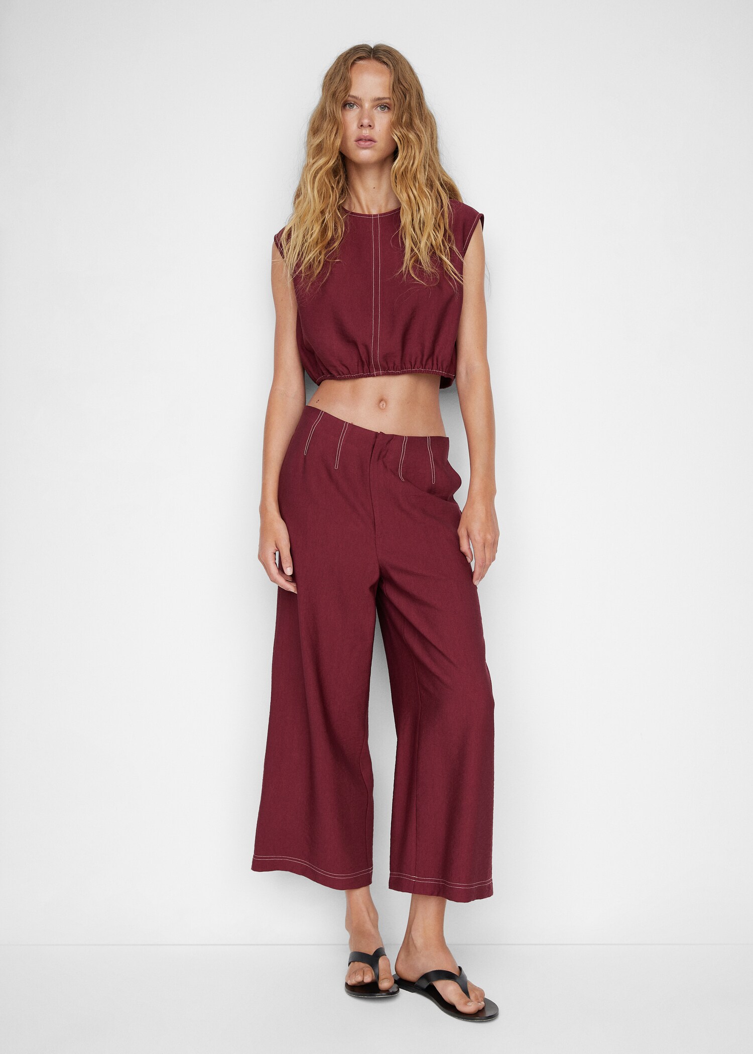 Seam-detail culotte trousers - General plane