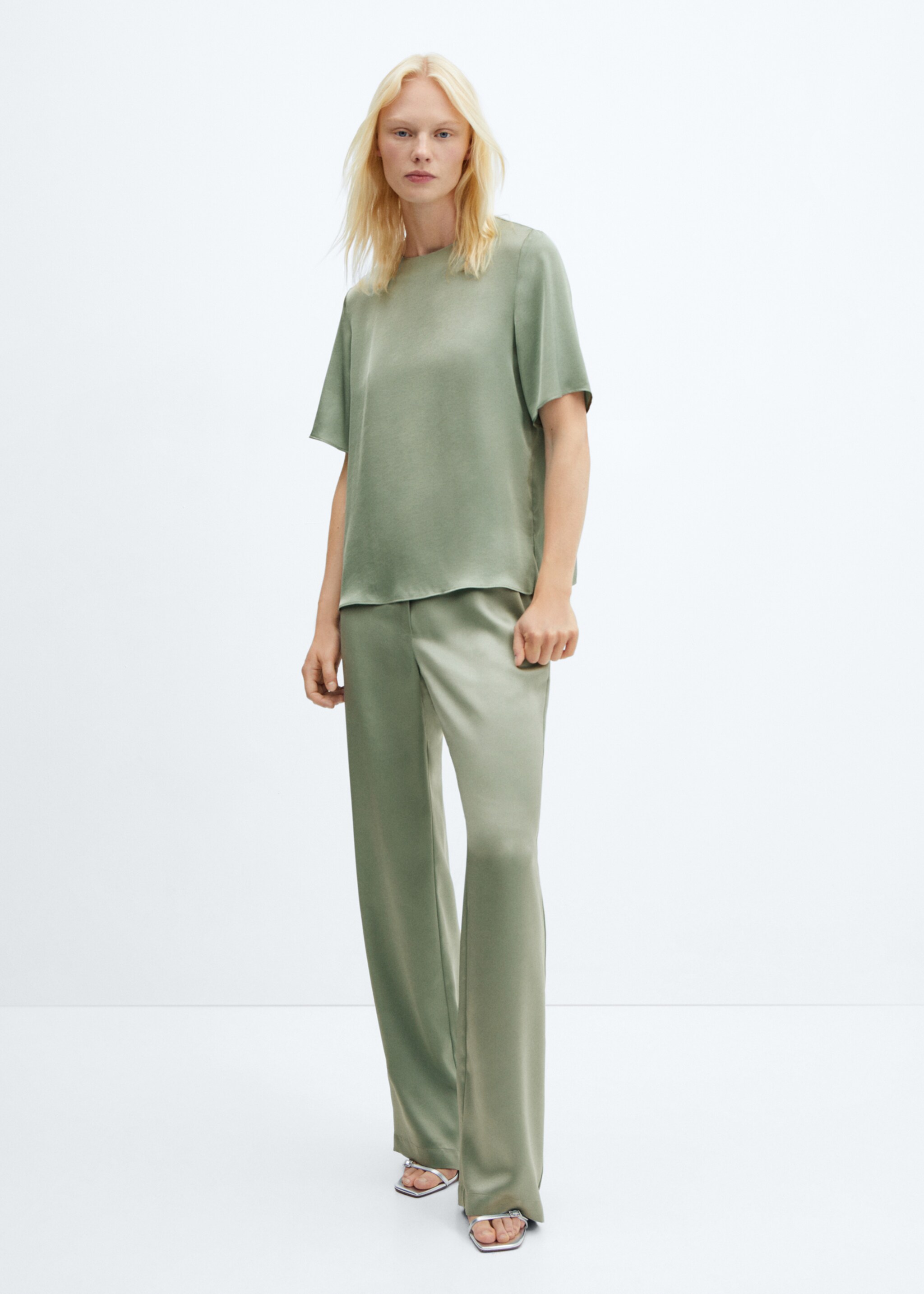 Satin blouse - General plane, Pastel Green. Ref: 57085976-00.