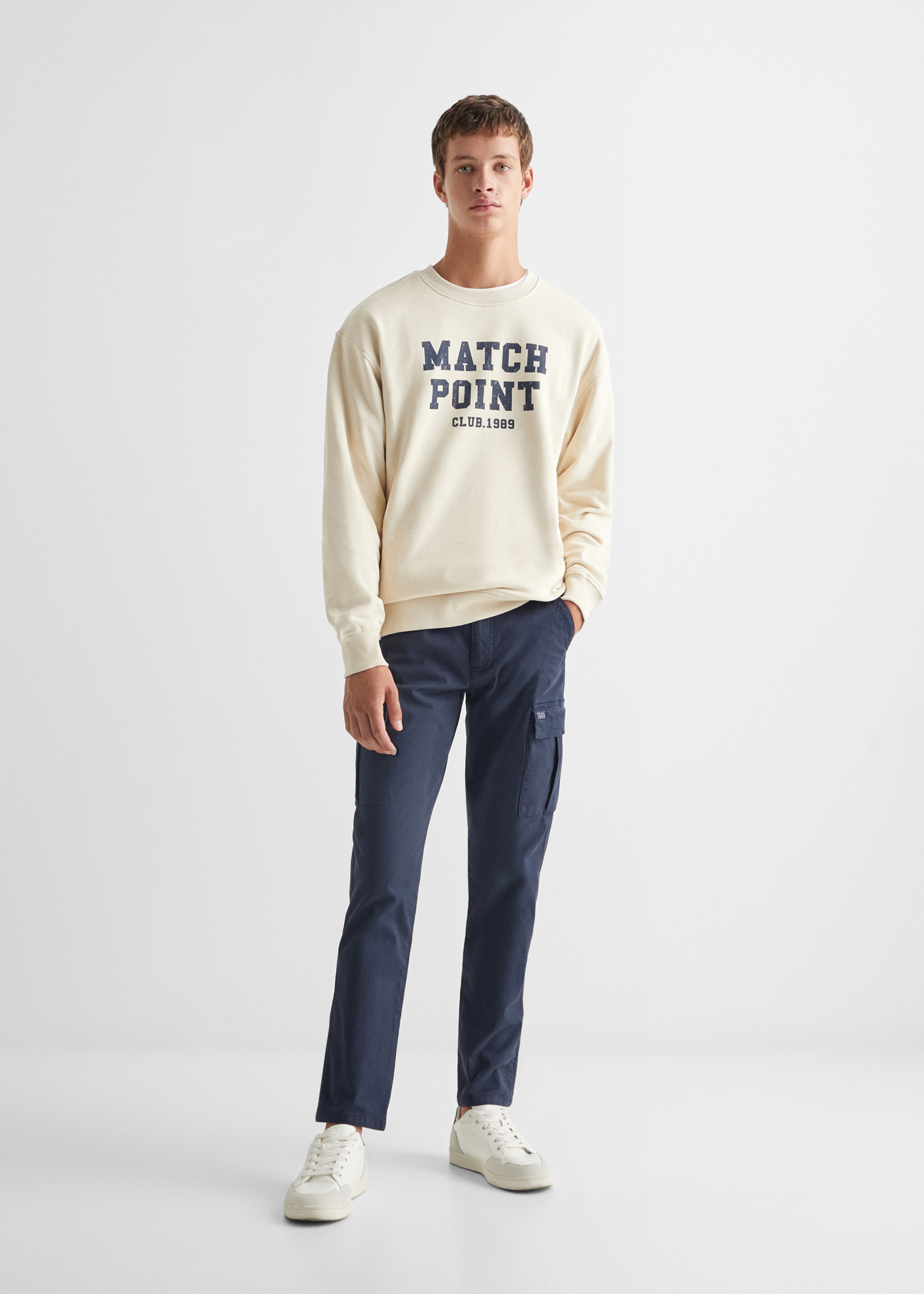Feliratos gyapjú sweatshirt - Általános sík