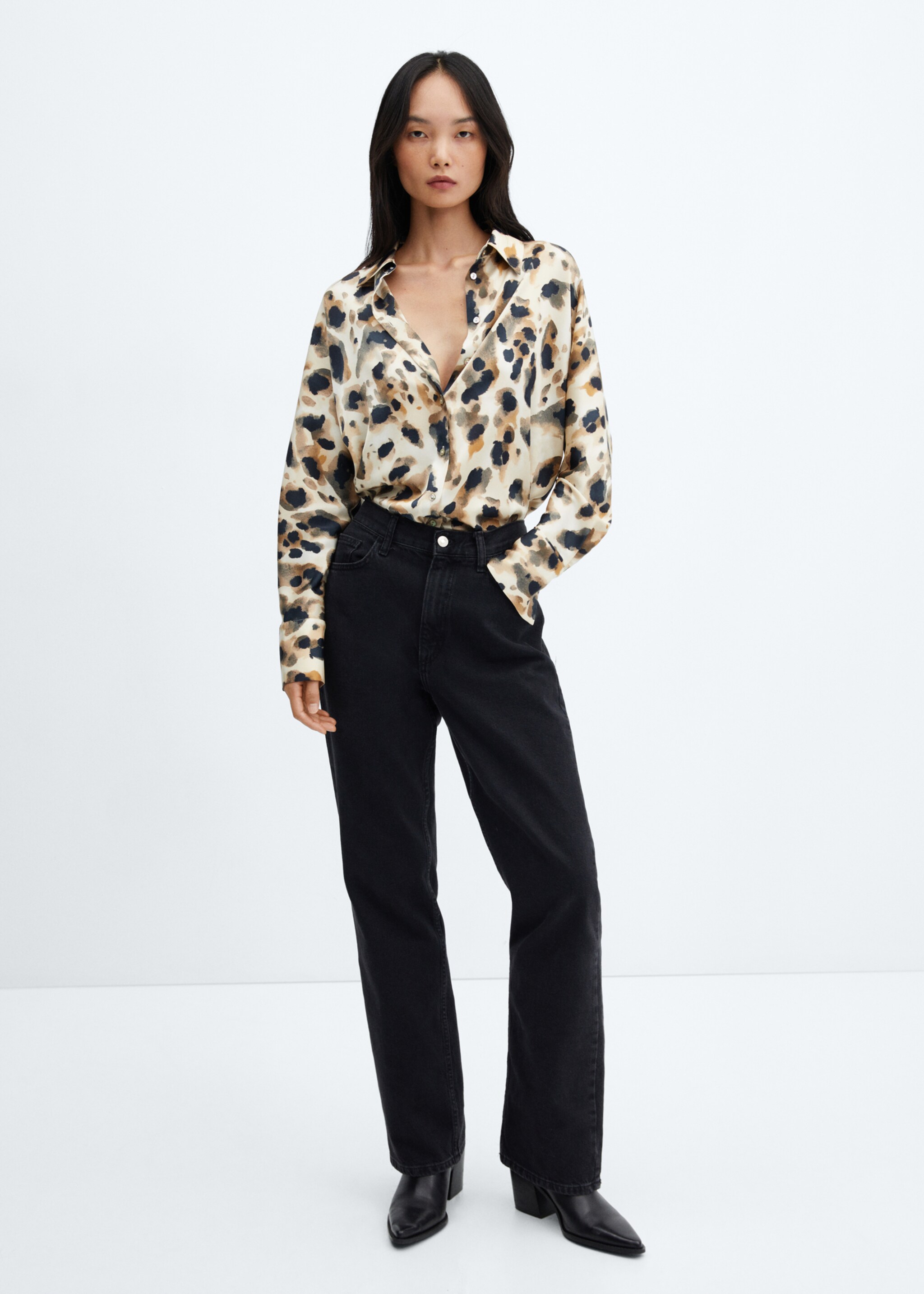 Leopard-print satin shirt - General plane