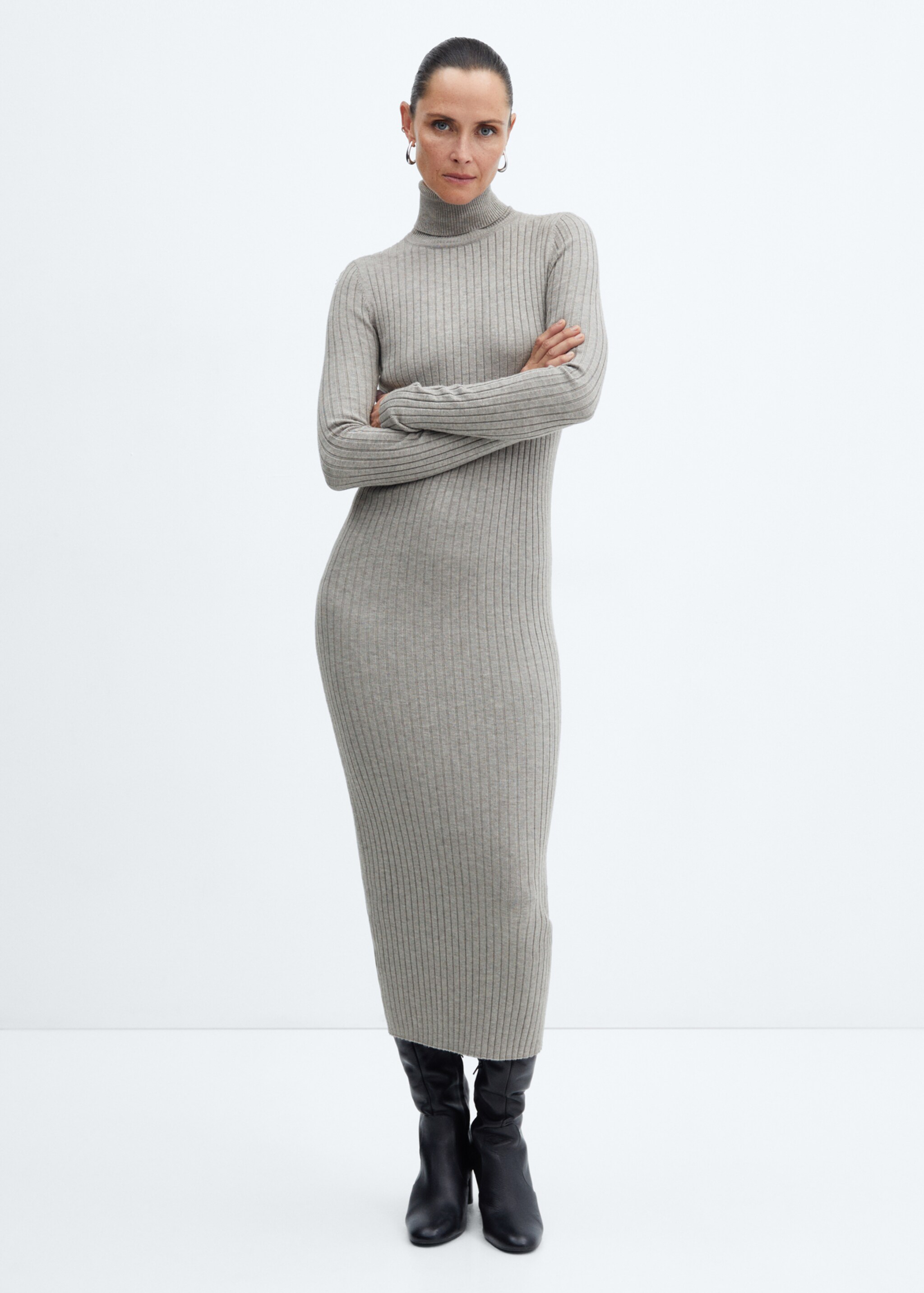 Turtleneck ribbed midi-dress - General plane