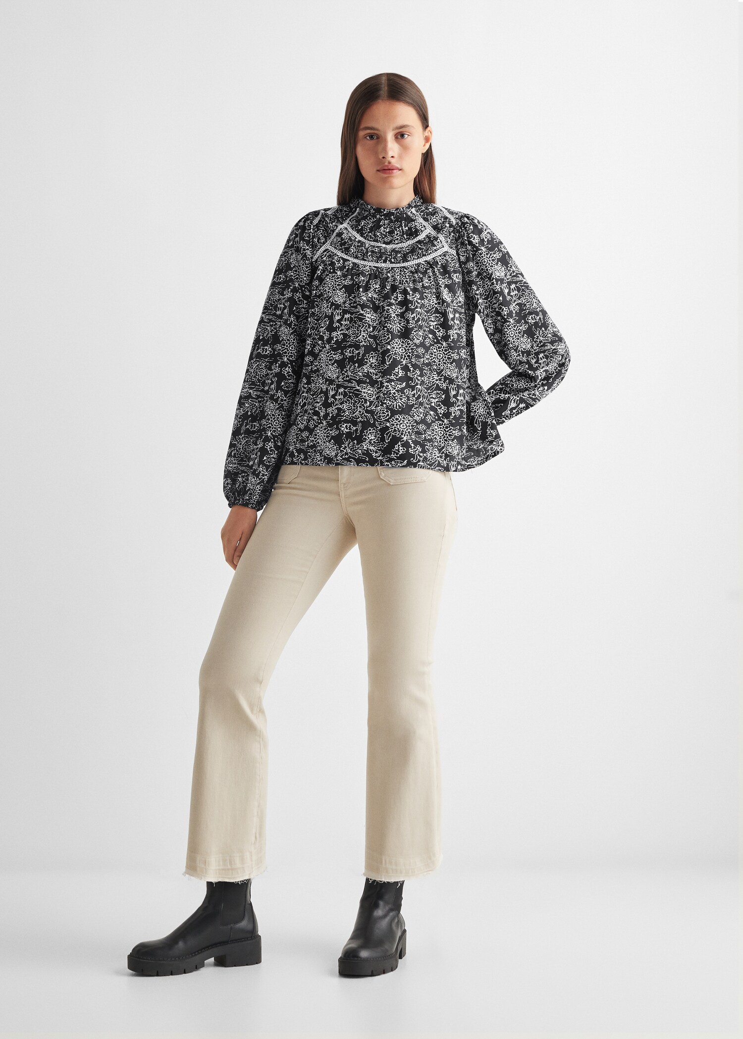 Blouse met print - Overzichtstekening