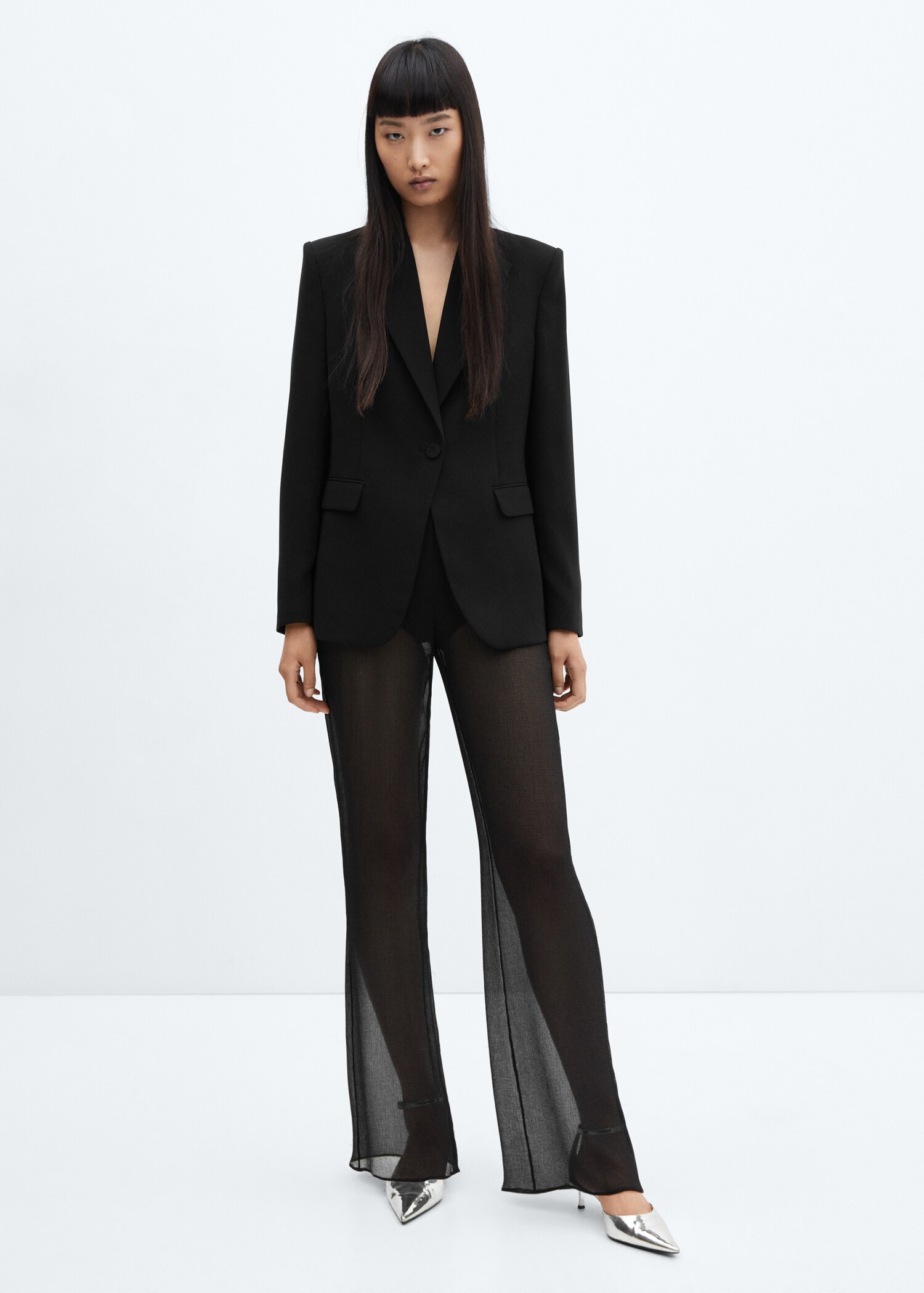 Semi-transparent wideleg trousers - General plane