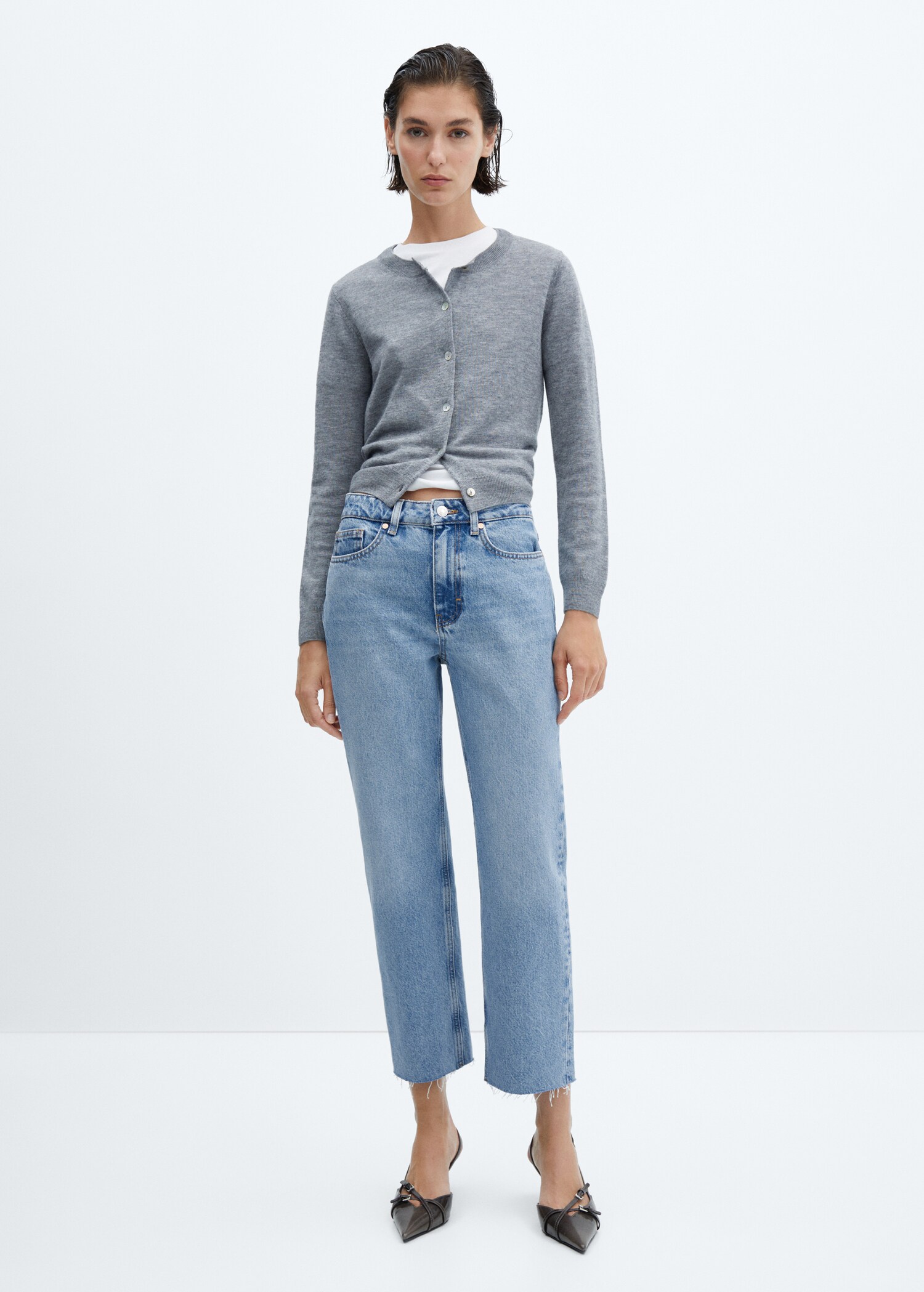 High waist straight jeans - General plane