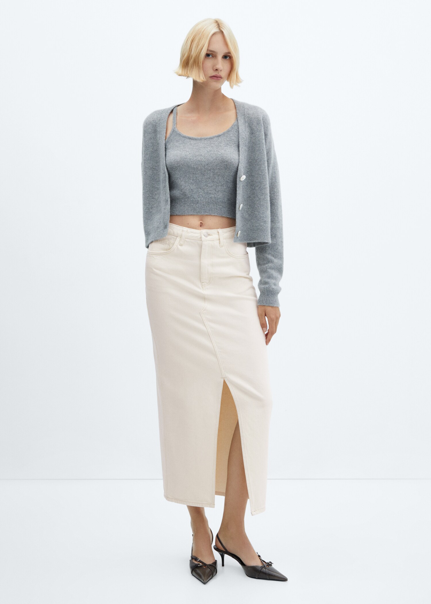 Slit denim skirt - General plane