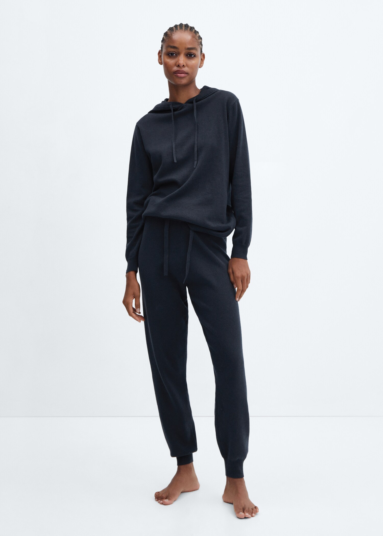 Pantalón pijama jogger algodón y lino - Plano general