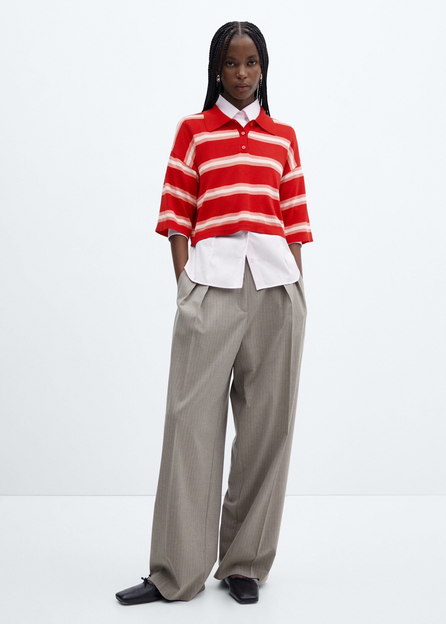 Pull-over crop oversize rayures - Plan général