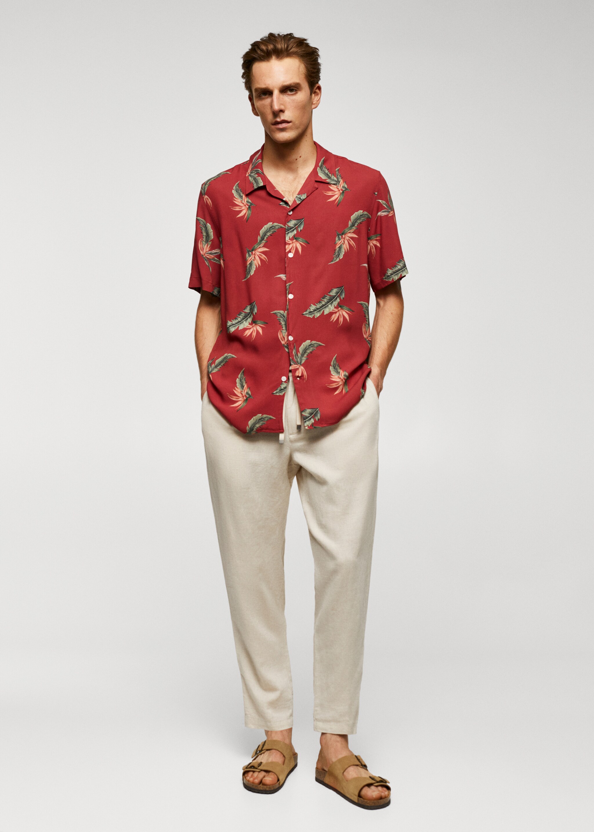 Regular-fit Hawaiian-print shirt - General plane