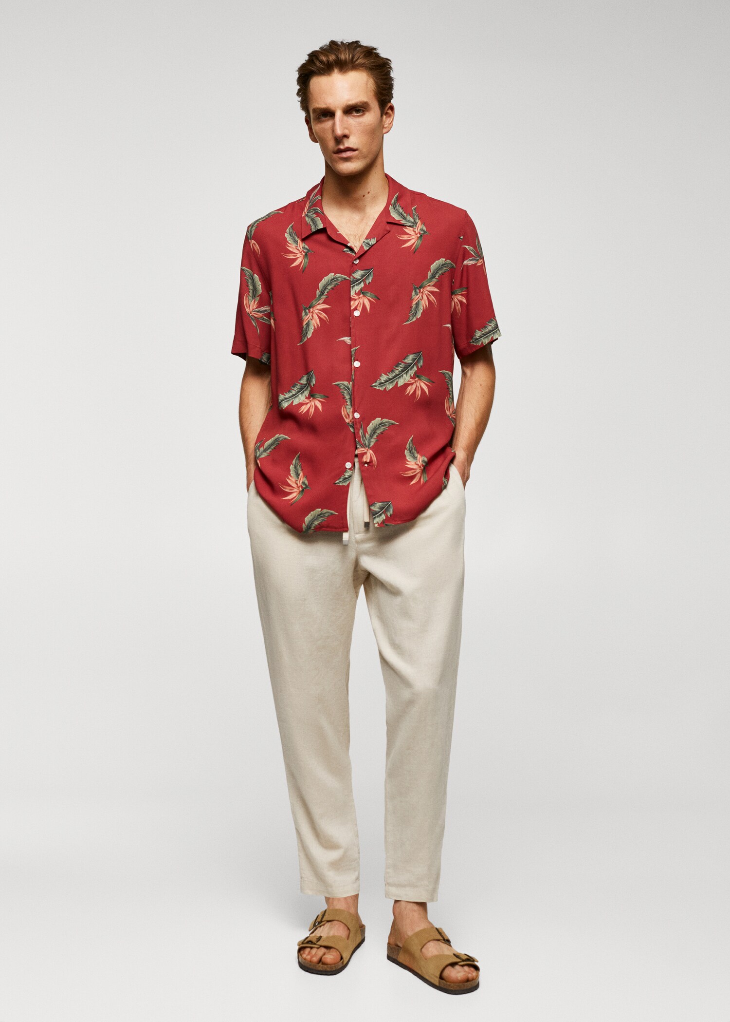 Regular-fit Hawaiian-print shirt - General plane