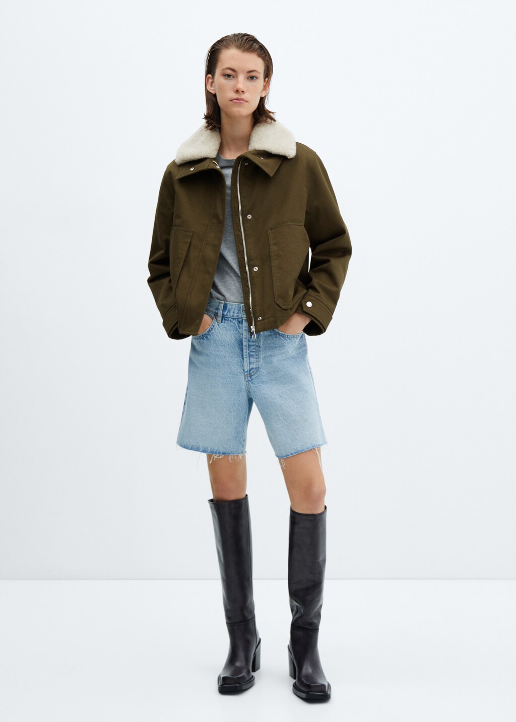 Parka with detachable fur-effect collar - Women | MANGO