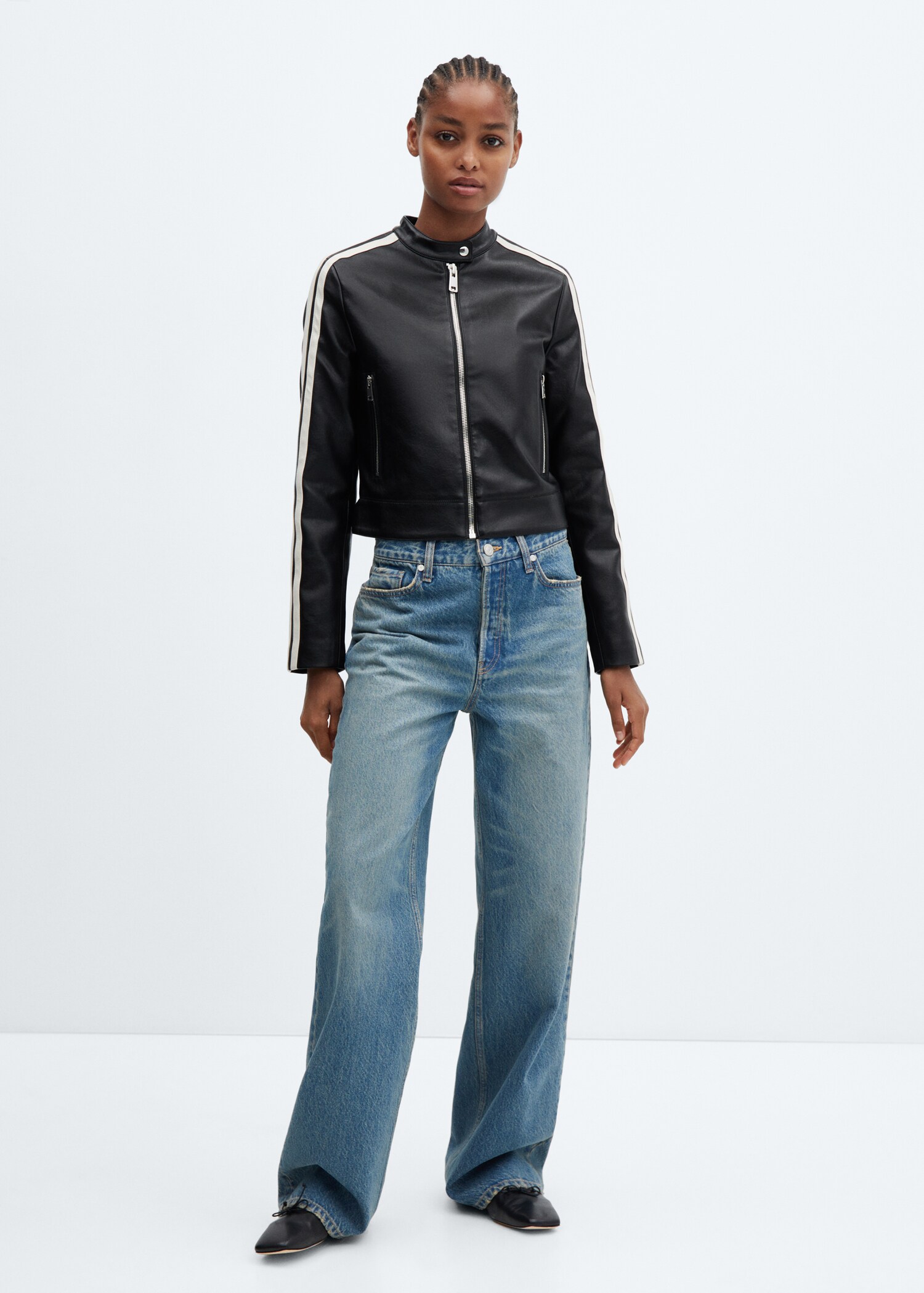 Leather-effect biker jacket - General plane