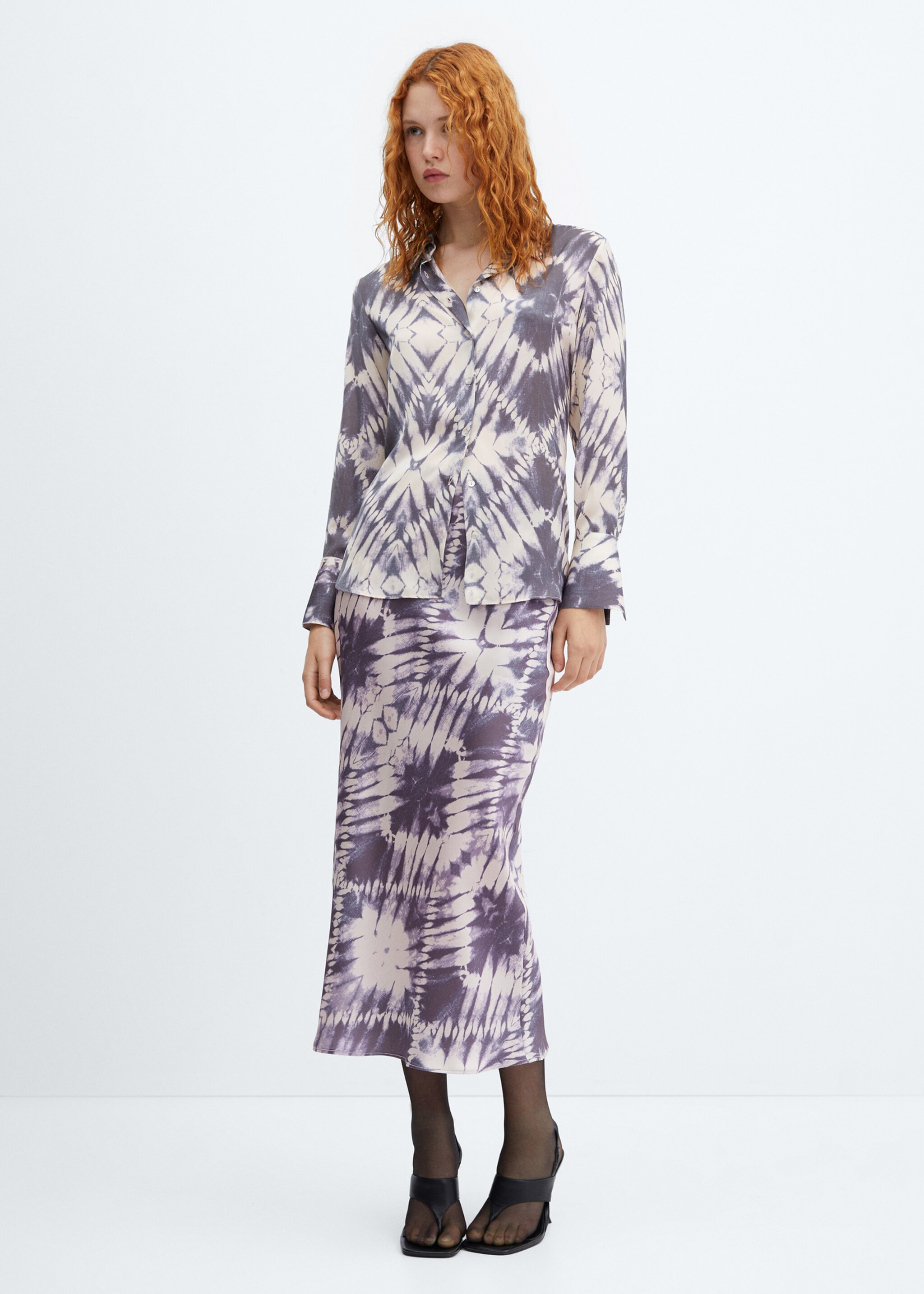 Satin tie-dye skirt - General plane, Light/Pastel Purple. Ref: 57096021-00.