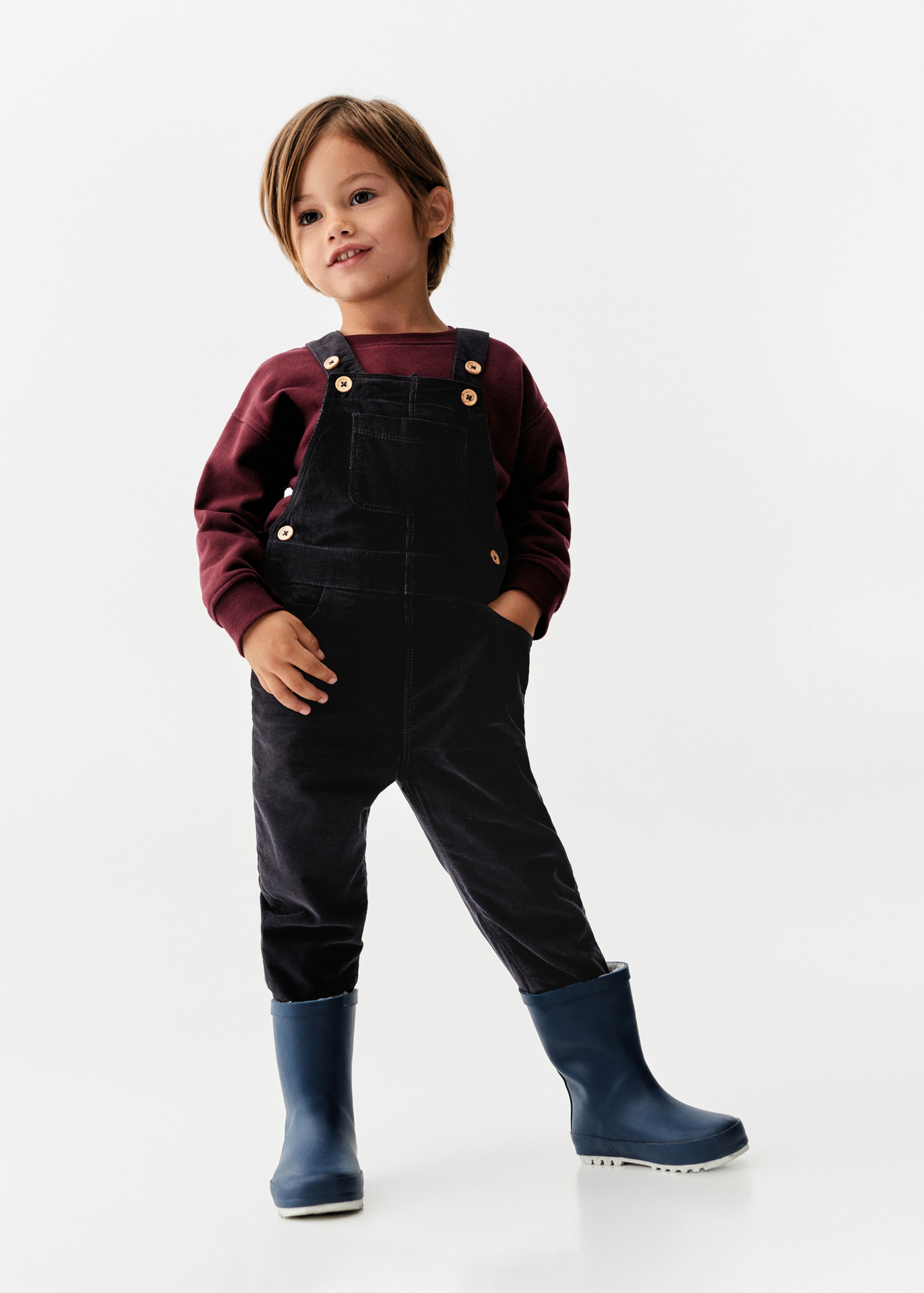 Long corduroy dungarees - General plane