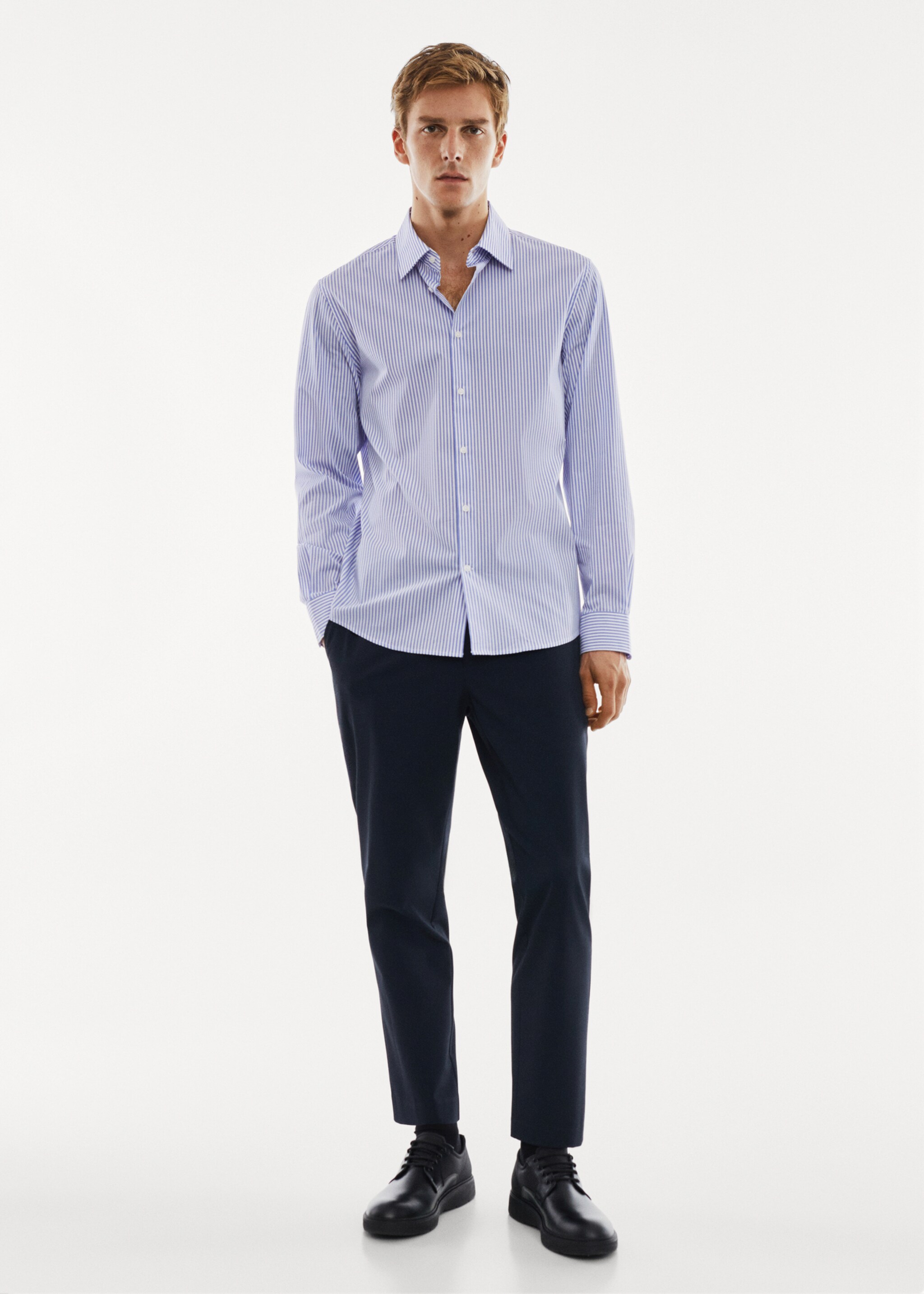 Stretch-fabric slim-fit striped shirt - General plane