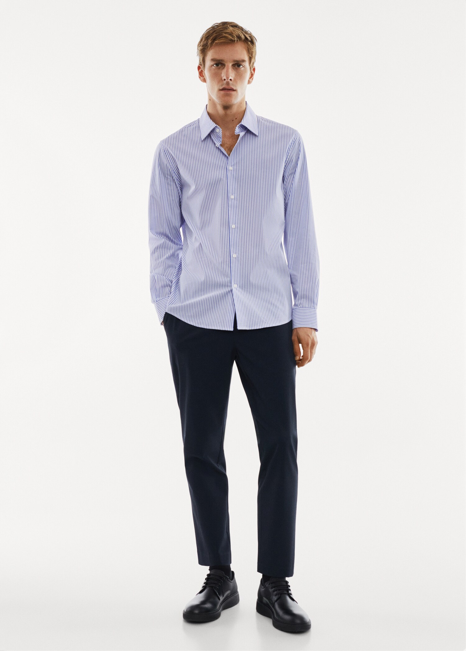 Stretch-fabric slim-fit striped shirt - General plane