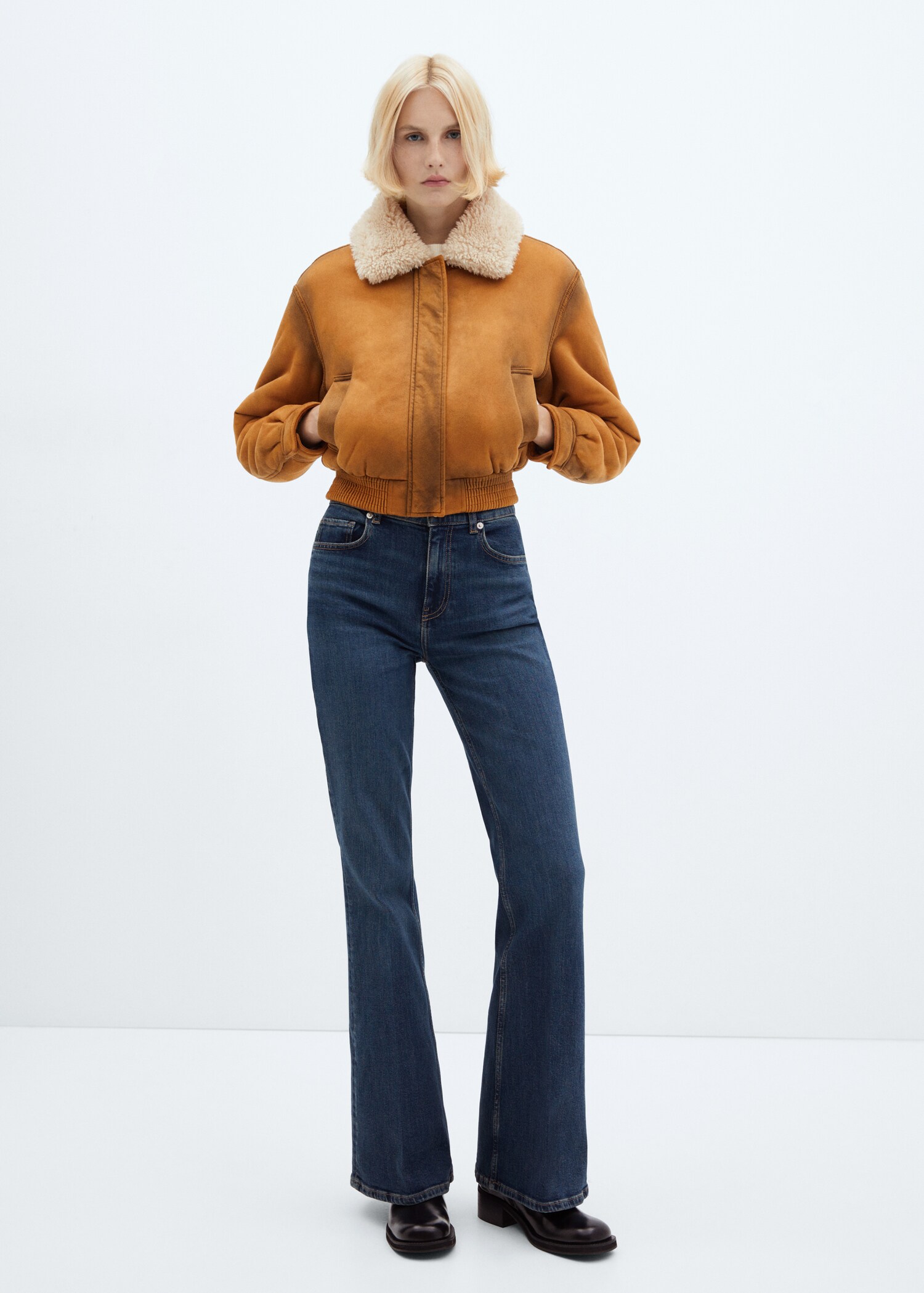 Veste imitation mouton retourné effet usé - Plan général