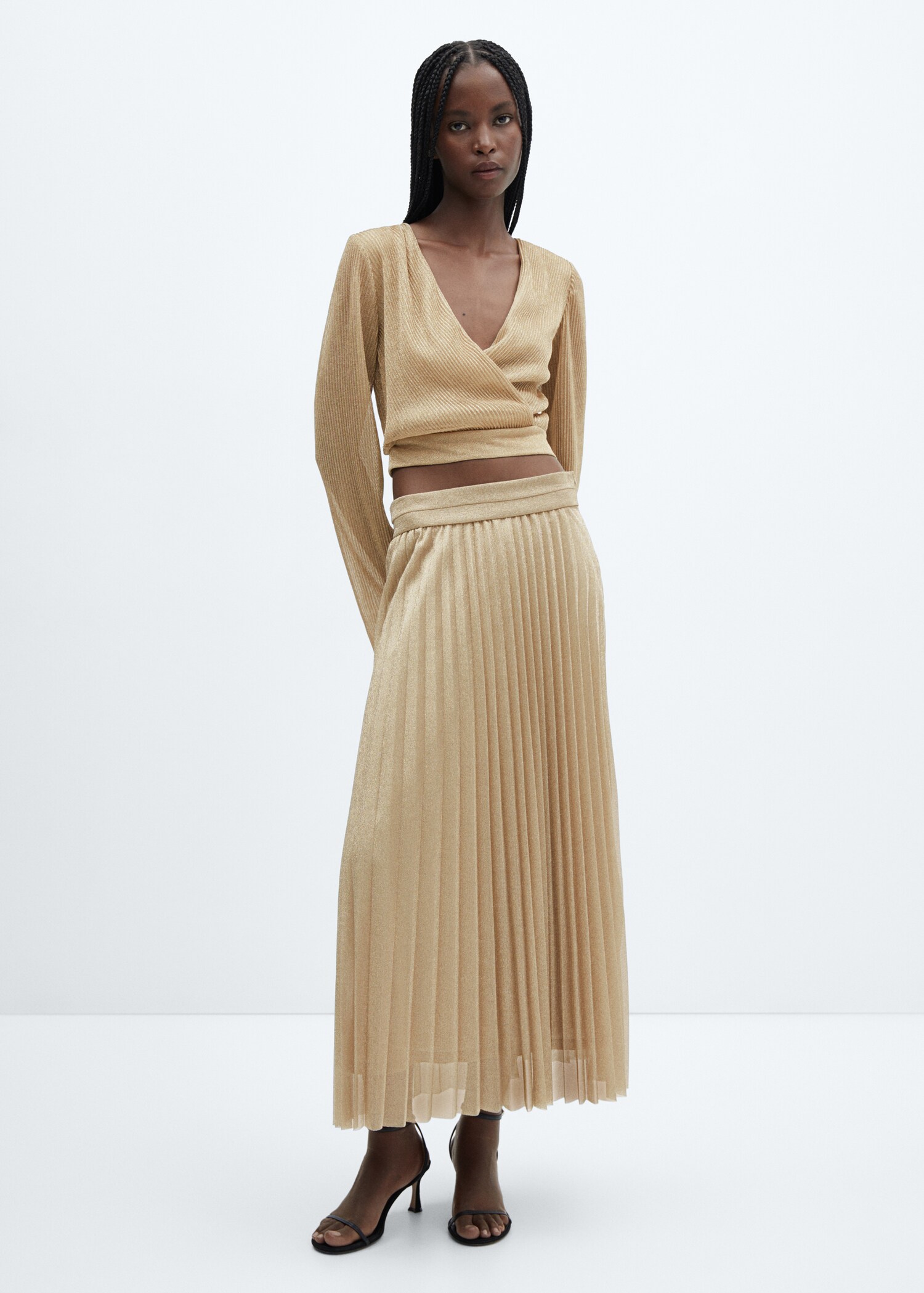 Pleated lurex skirt - General plane