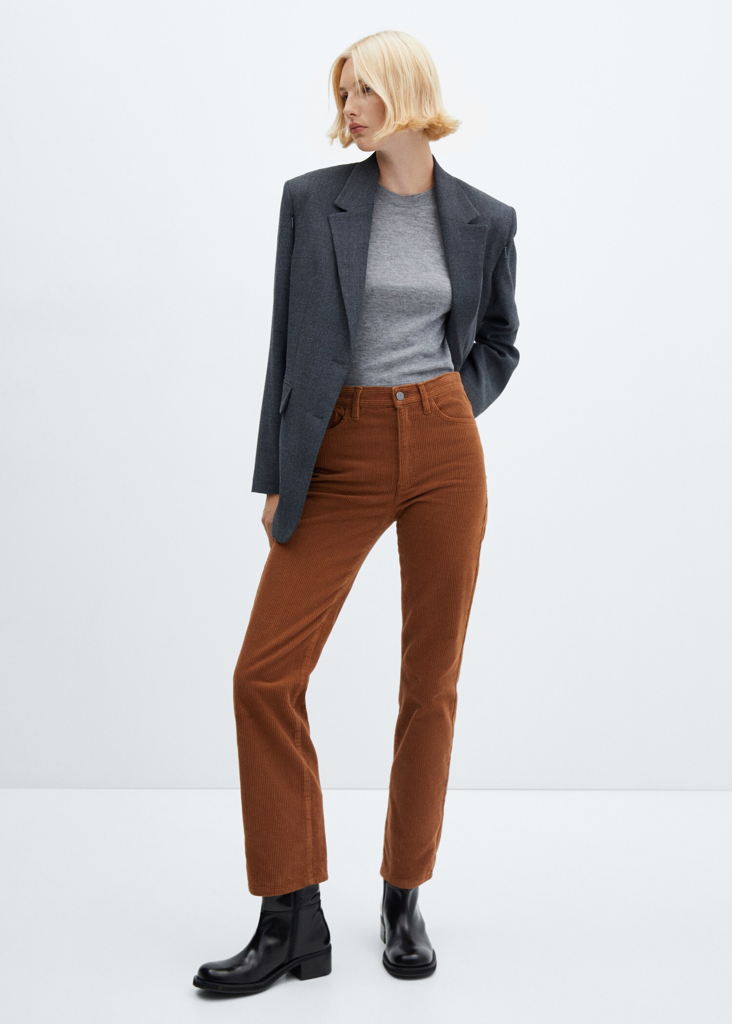 Pantalon droit taille normale velours côtelé - Plan général