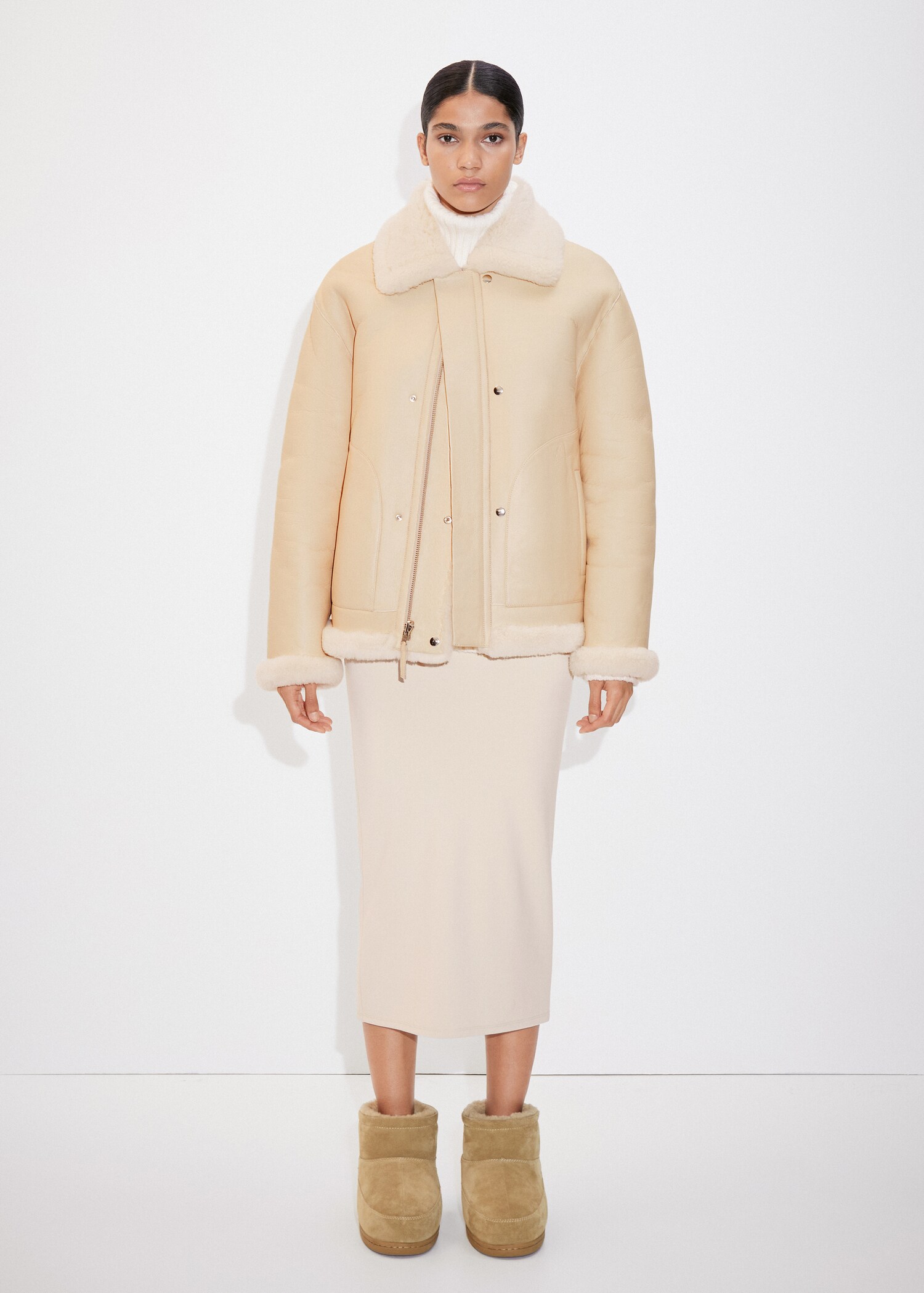 Reversible leather and fur-effect coat - General plane