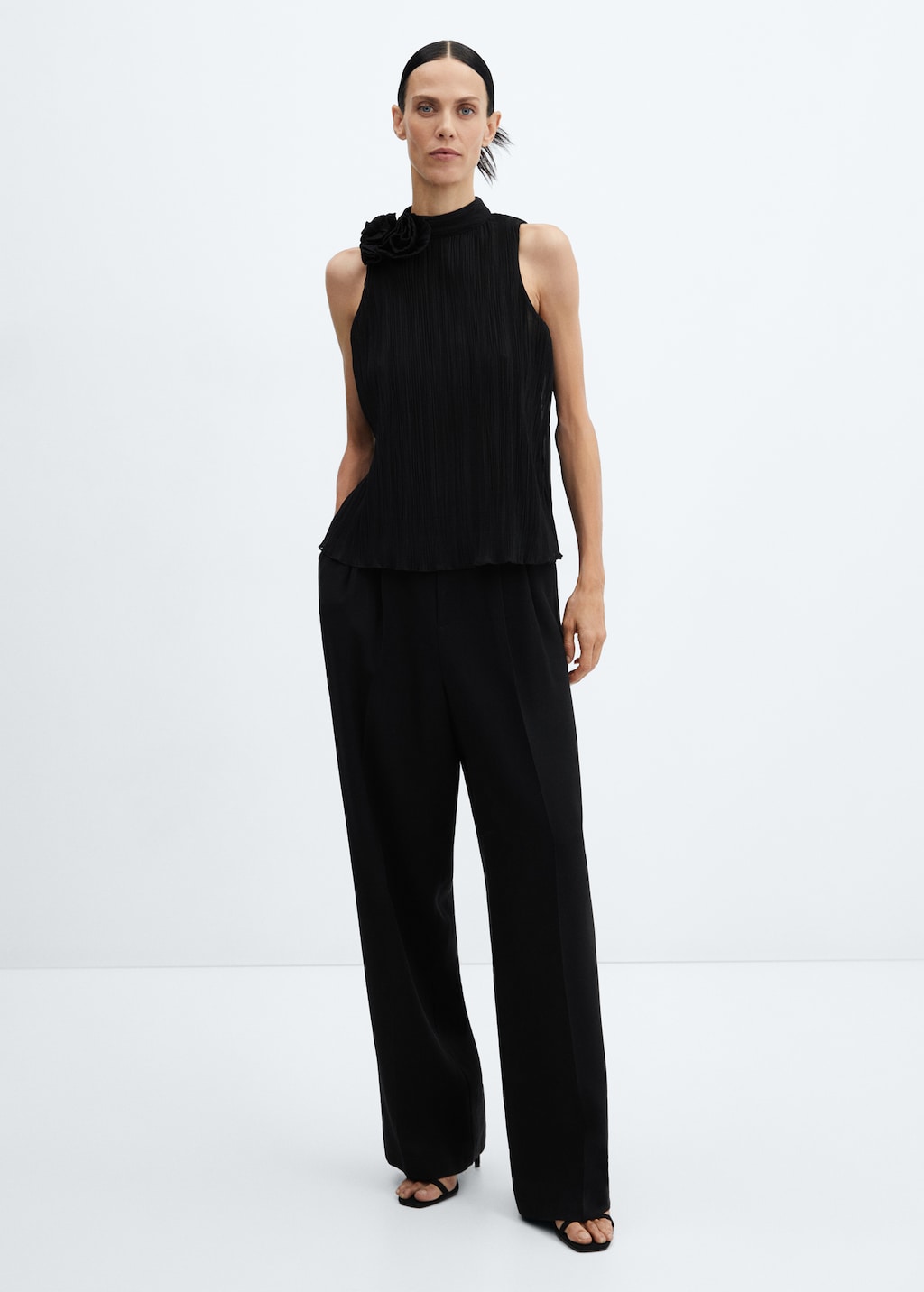 Pleated maxi-flower blouse - Women | MANGO OUTLET USA