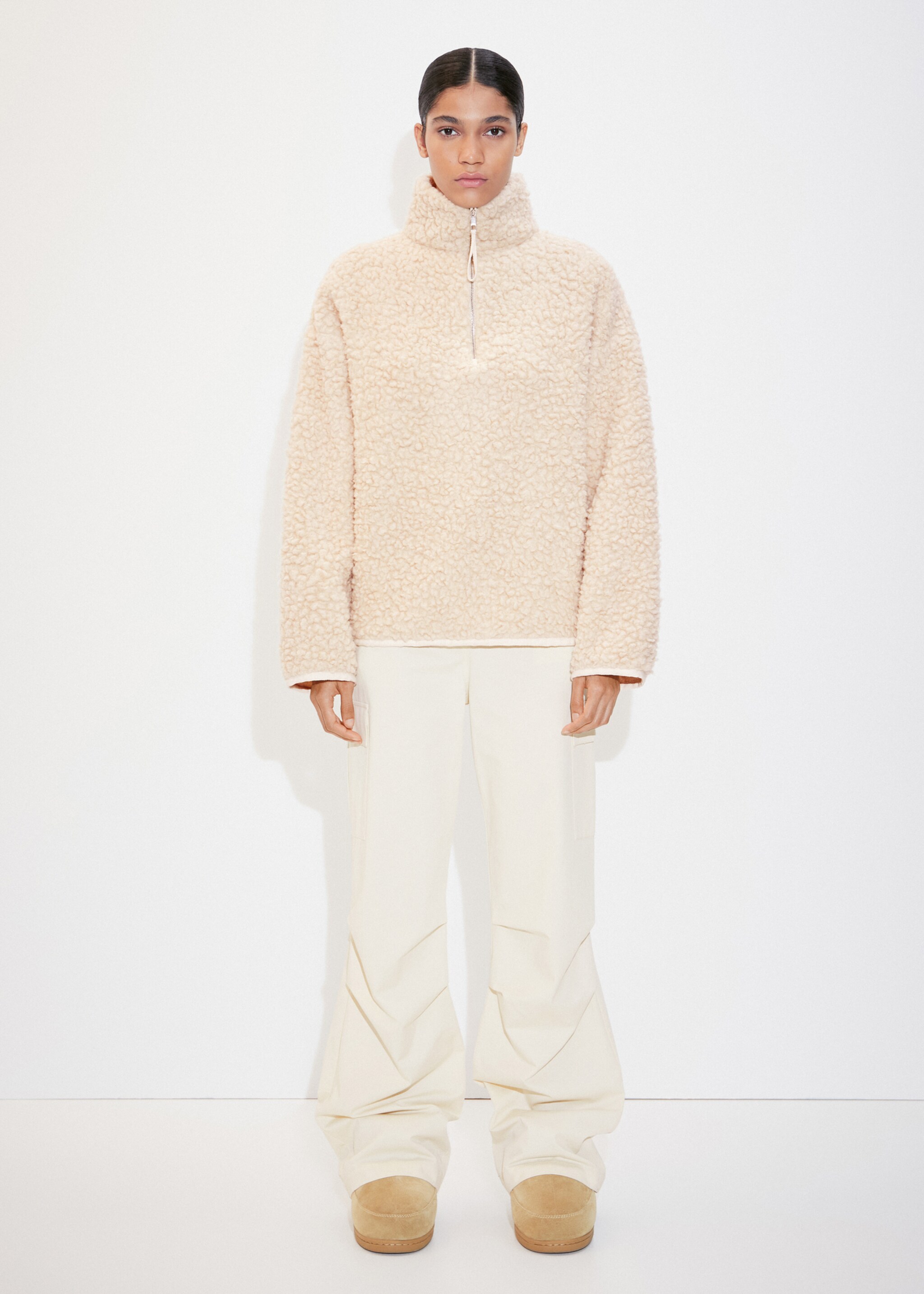 Zip-neck wool sweatshirt - General plane