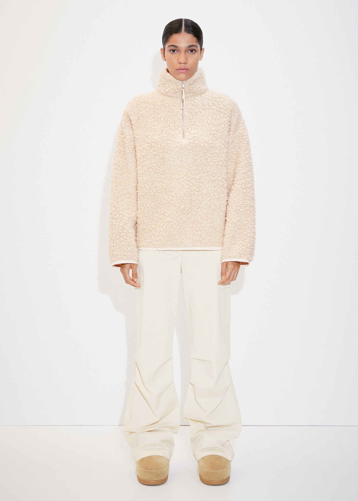 Zip-neck wool sweatshirt - General plane